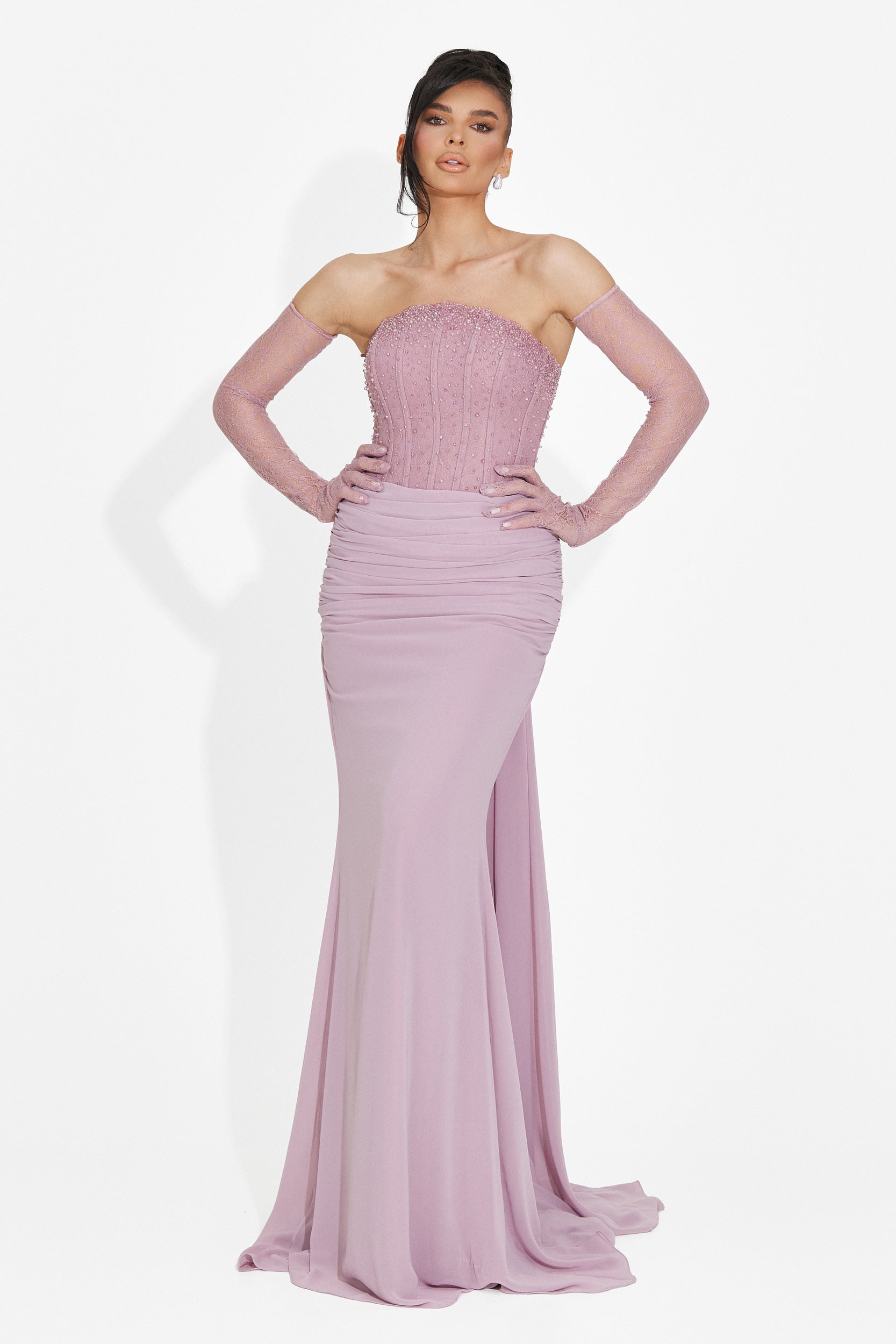 Rochie dama lunga roz Camya Bogas