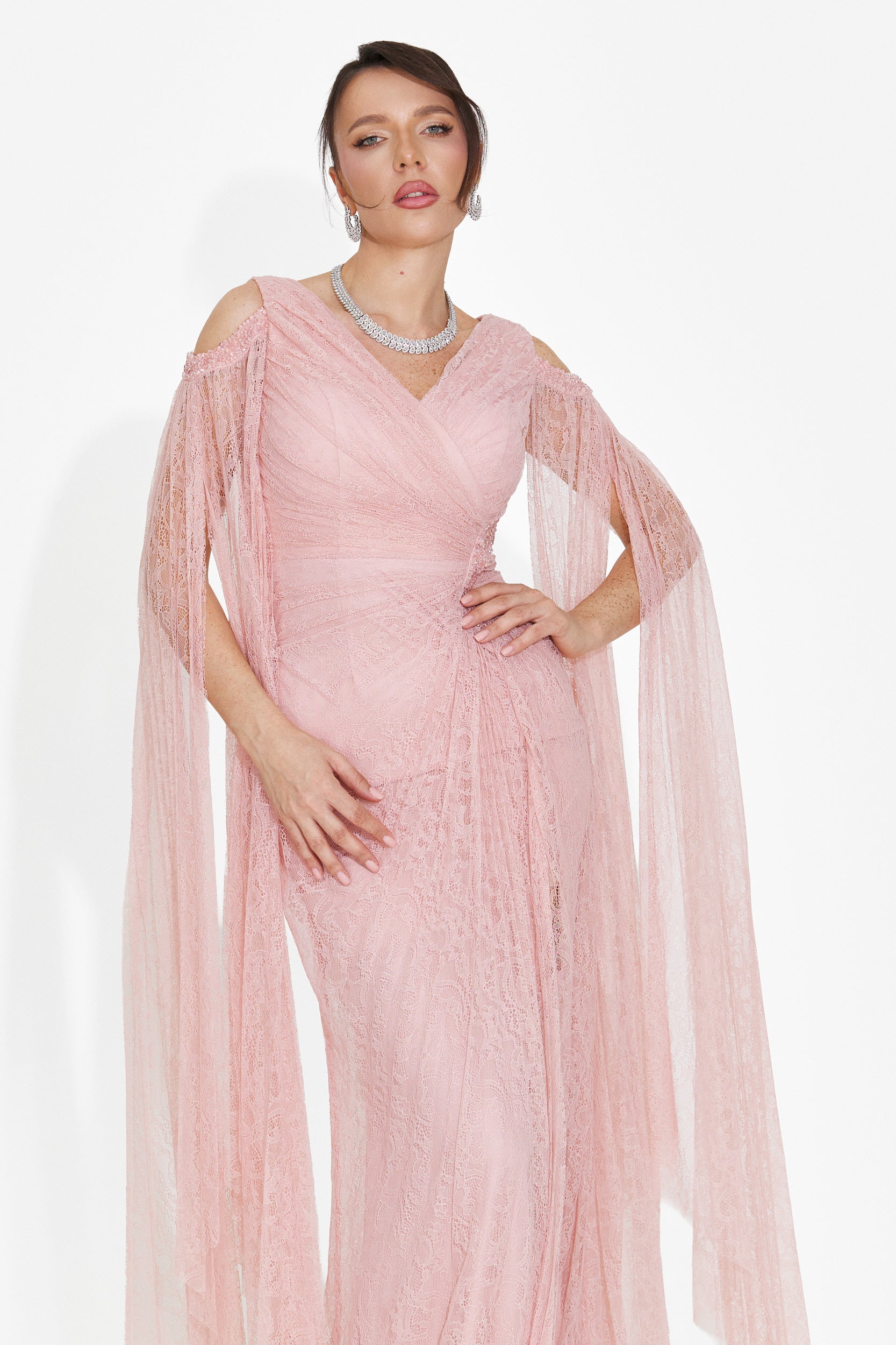 Rochie dama lunga roz Dionesia Bogas