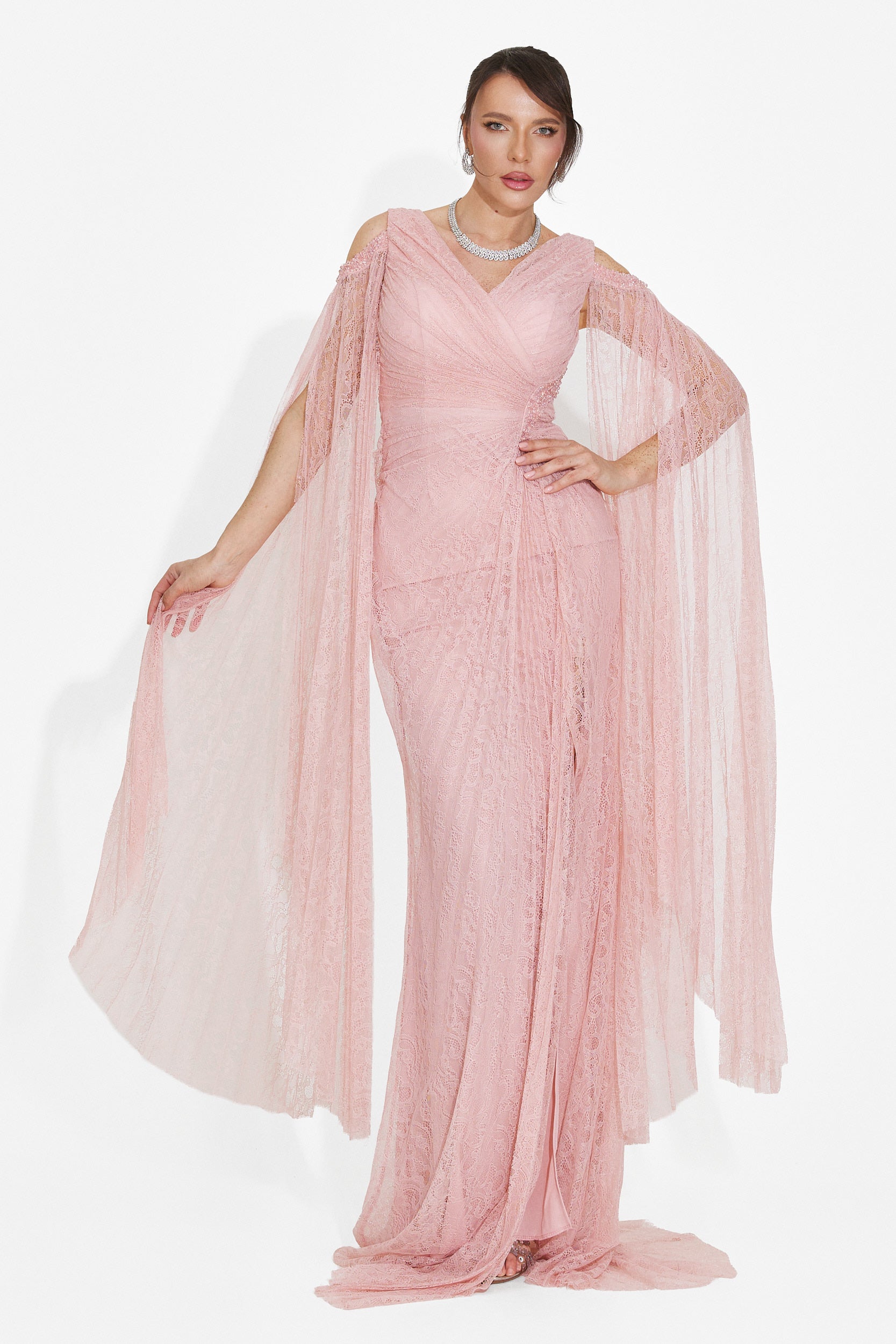 Rochie dama lunga roz Dionesia Bogas