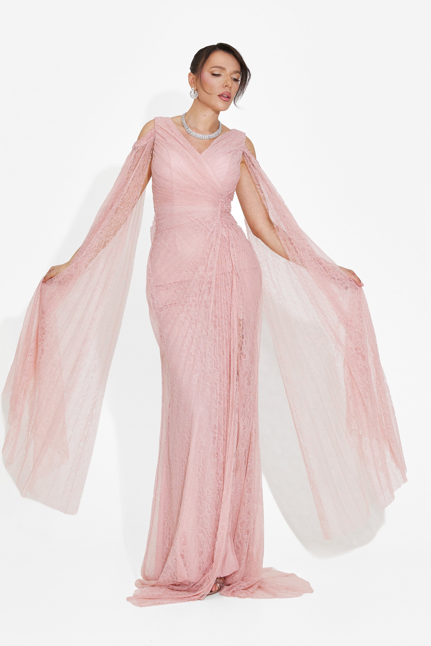 Rochie dama lunga roz Dionesia Bogas