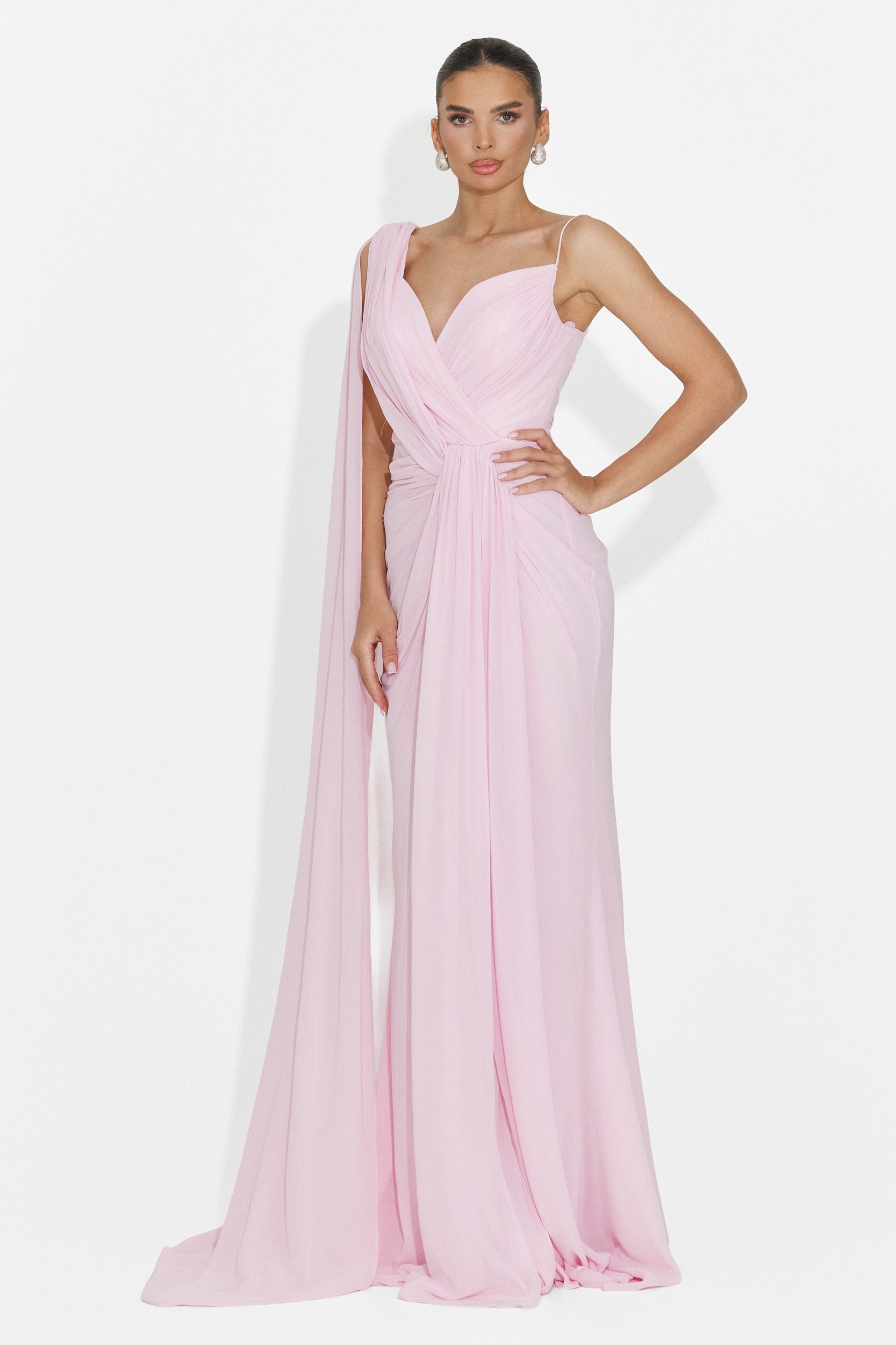 Langes rosa Damenkleid Lino Bogas