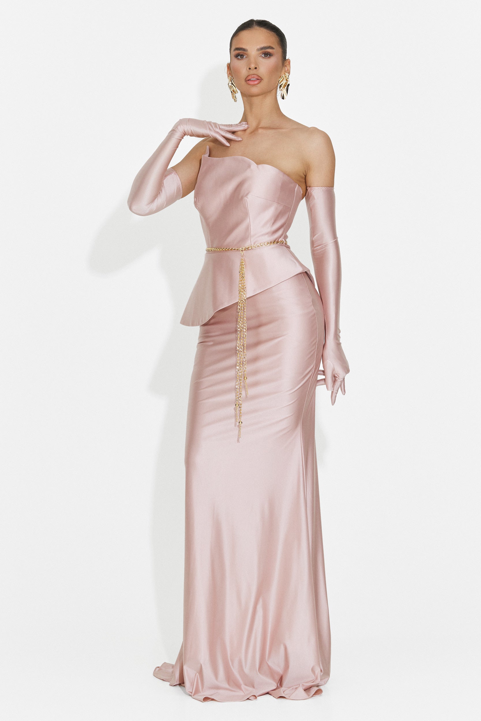 Merle Bogas Langes Rosa Damenkleid