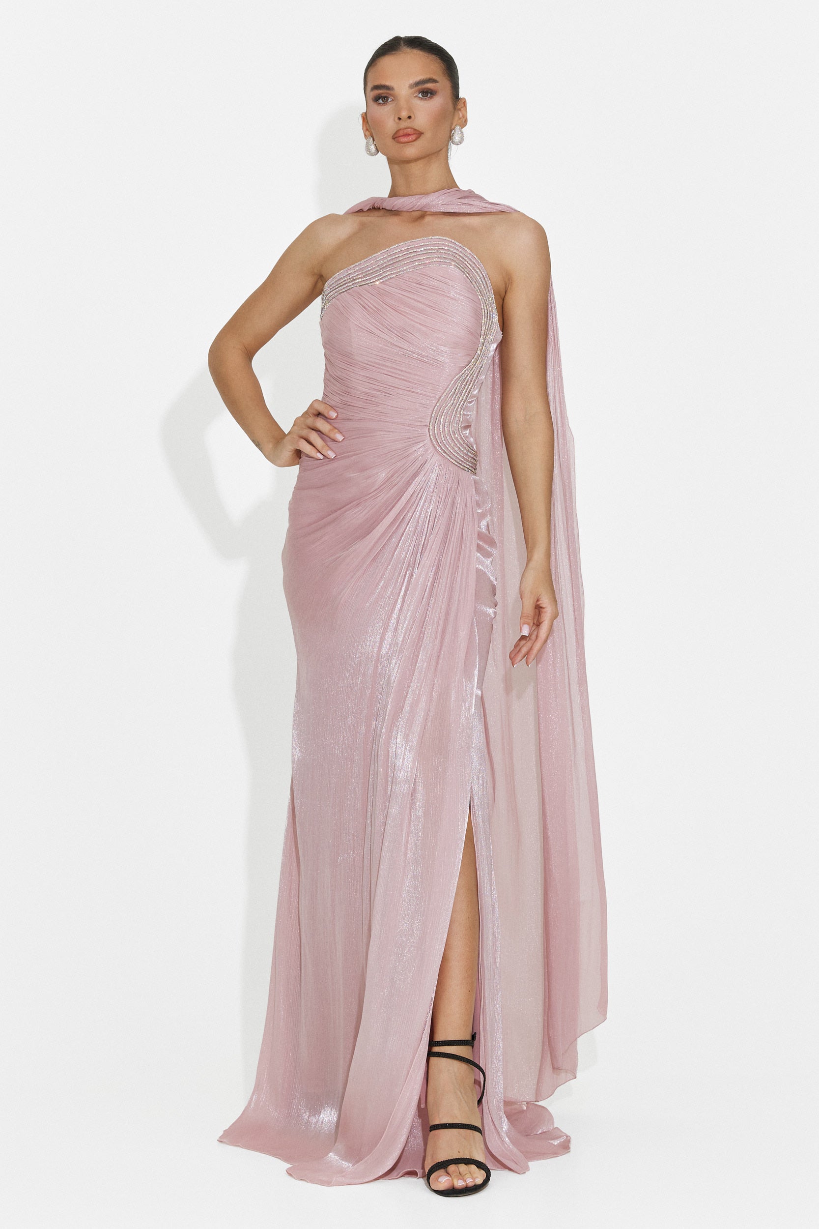 Moritz Bogas langes rosa Damenkleid