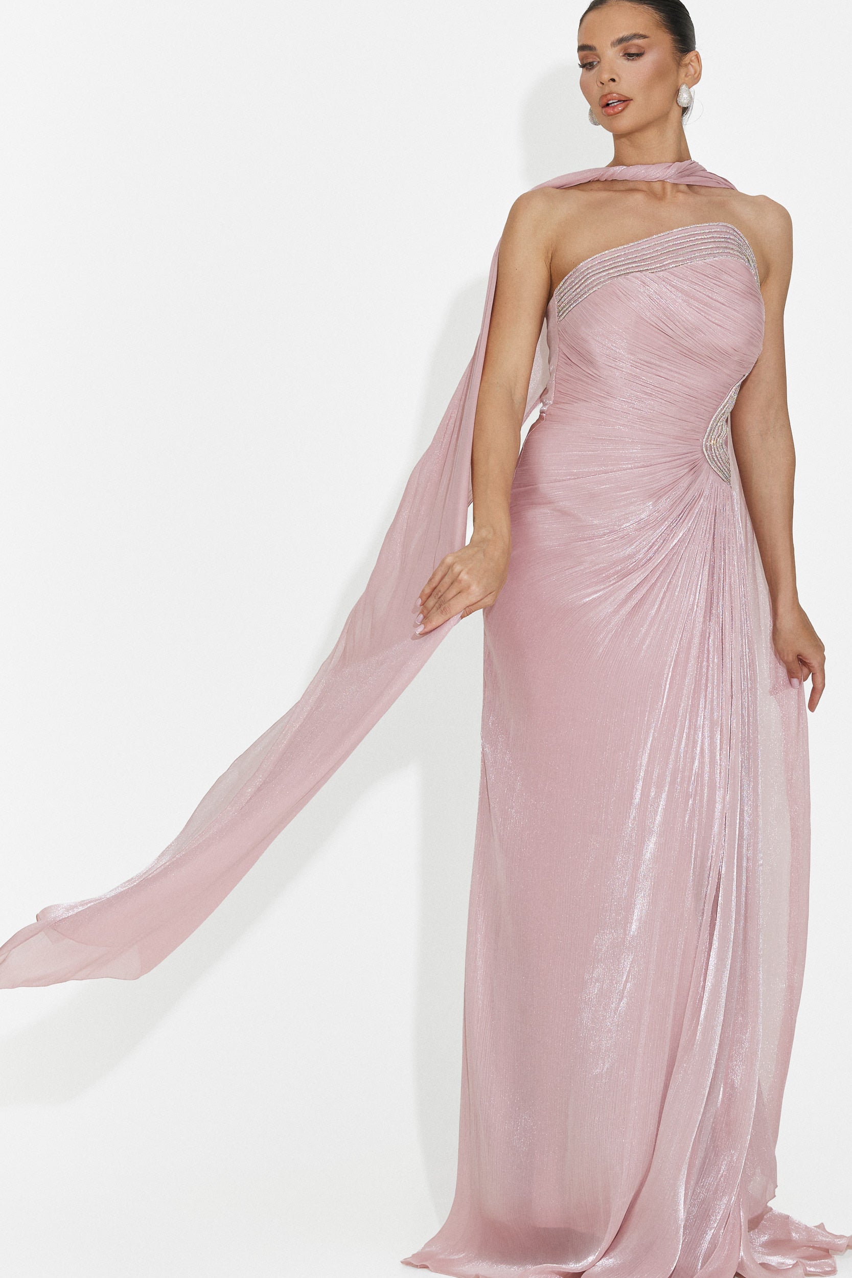 Moritz Bogas langes rosa Damenkleid
