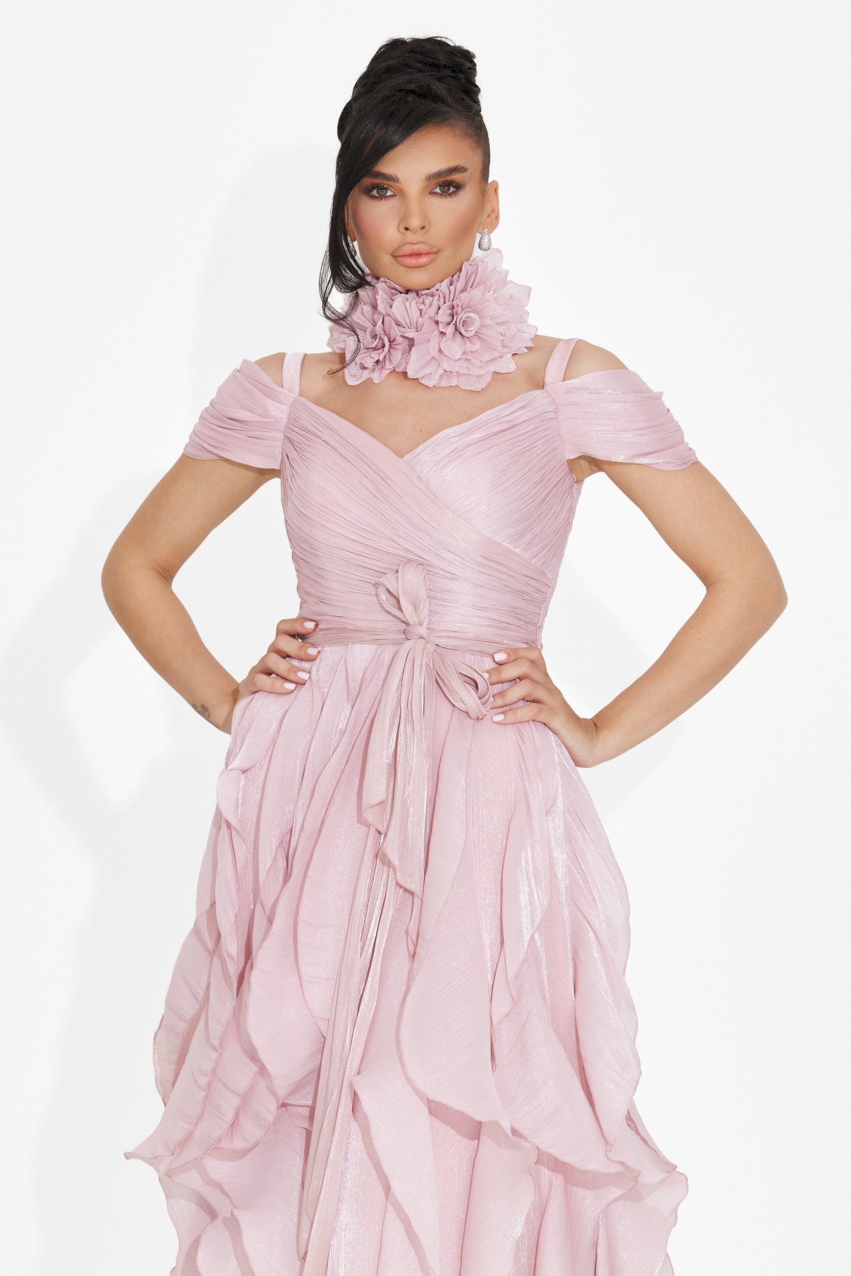 Rochie dama lunga roz Sandrina Bogas