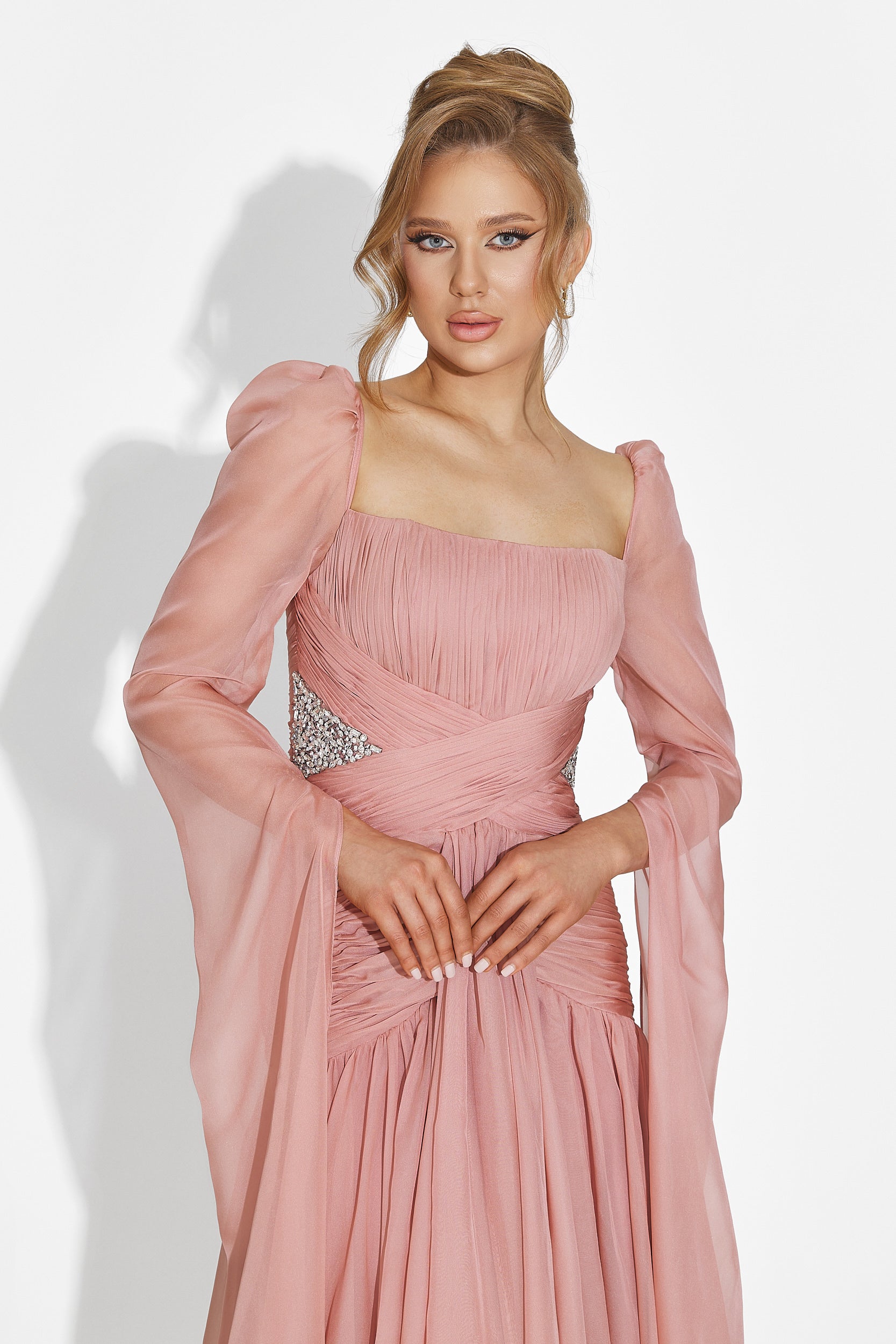 Wilya Bogas Long Pink Ladies Dress