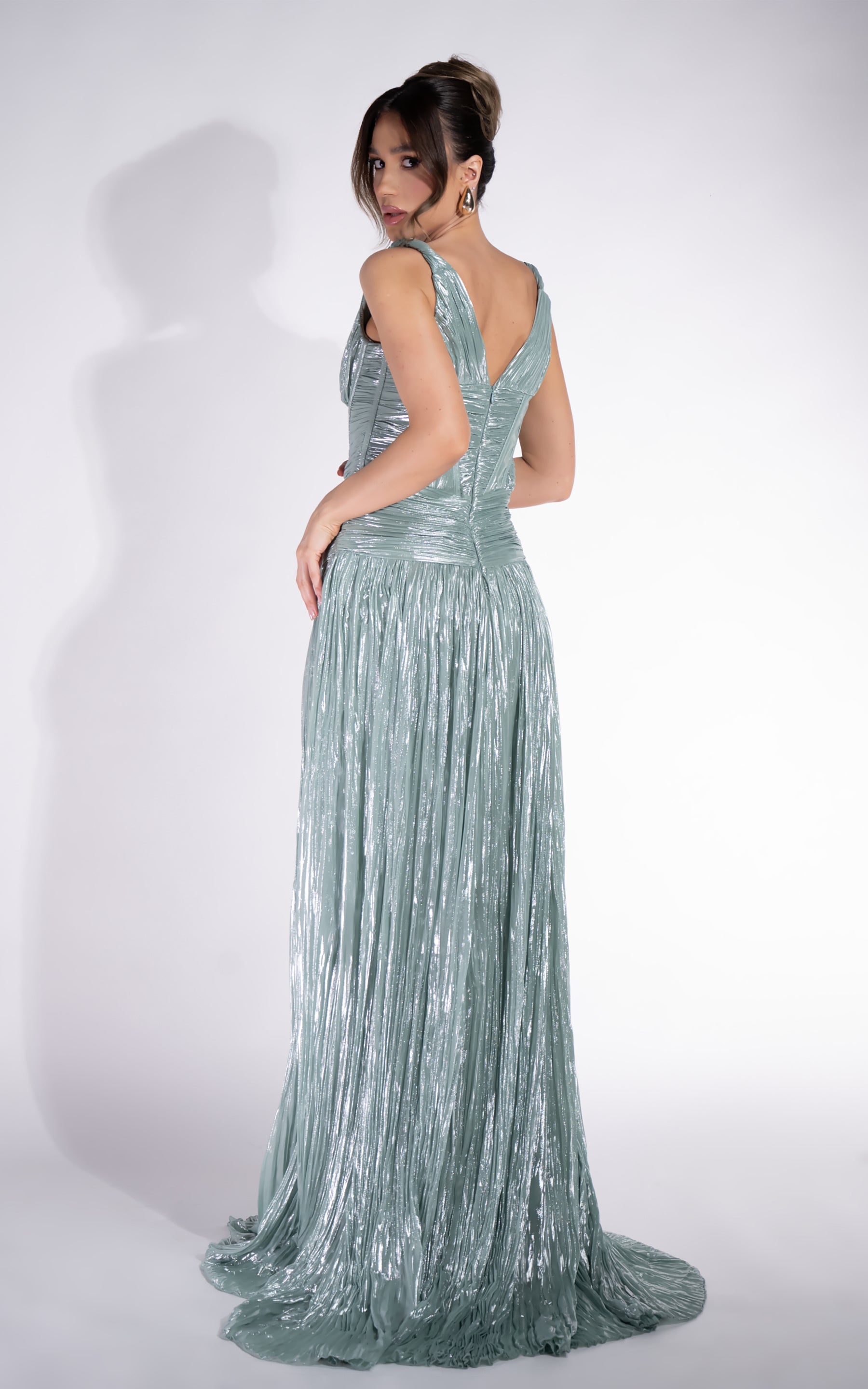 Fredrisa Bogas langes türkisfarbenes Damenkleid