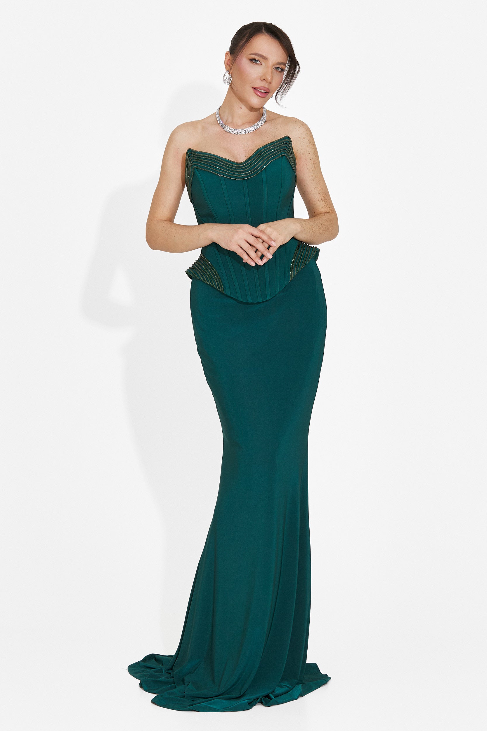 Rochie dama lunga verde Caylei Bogas
