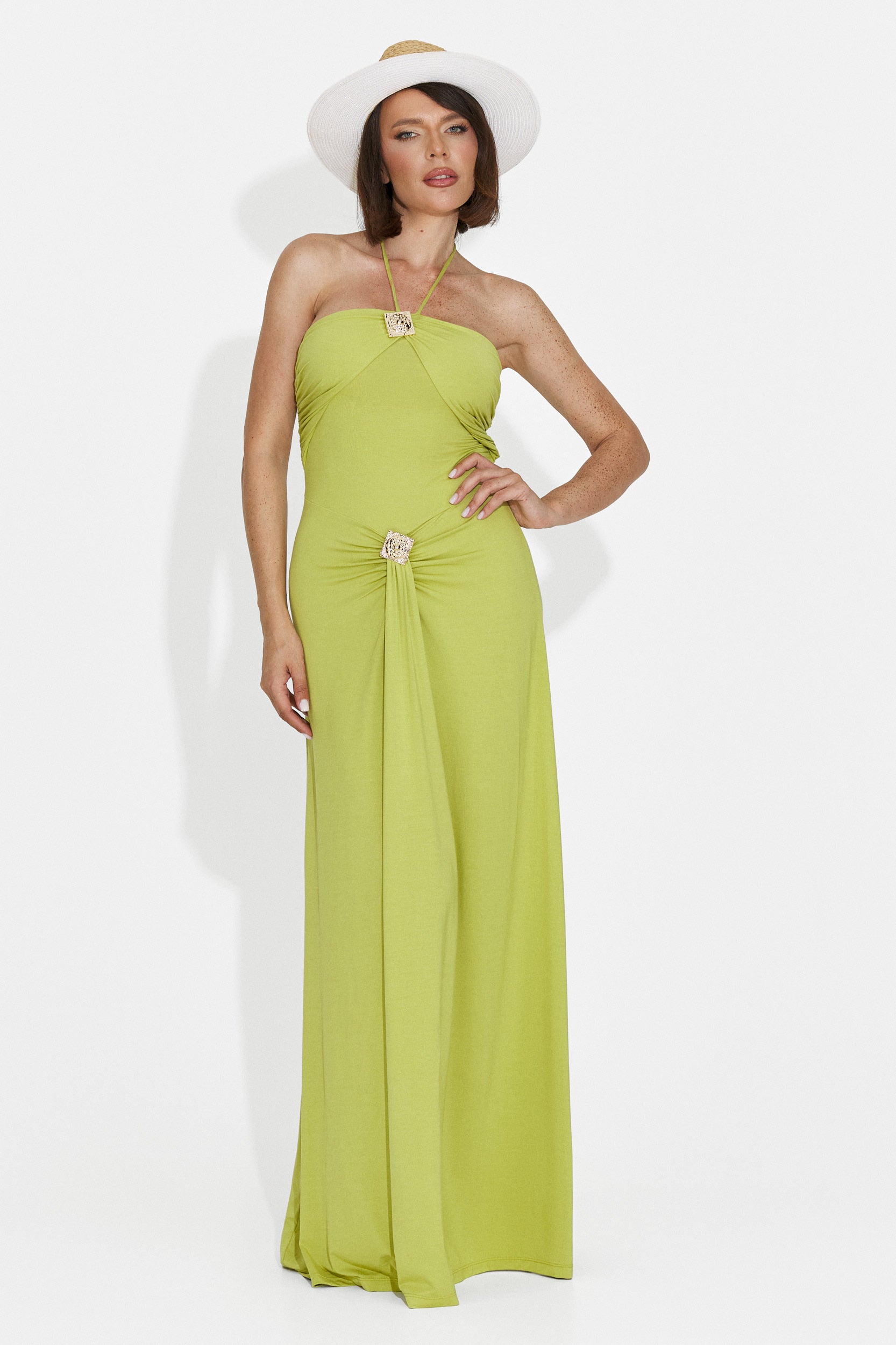 Rochie dama lunga verde Helene Bogas
