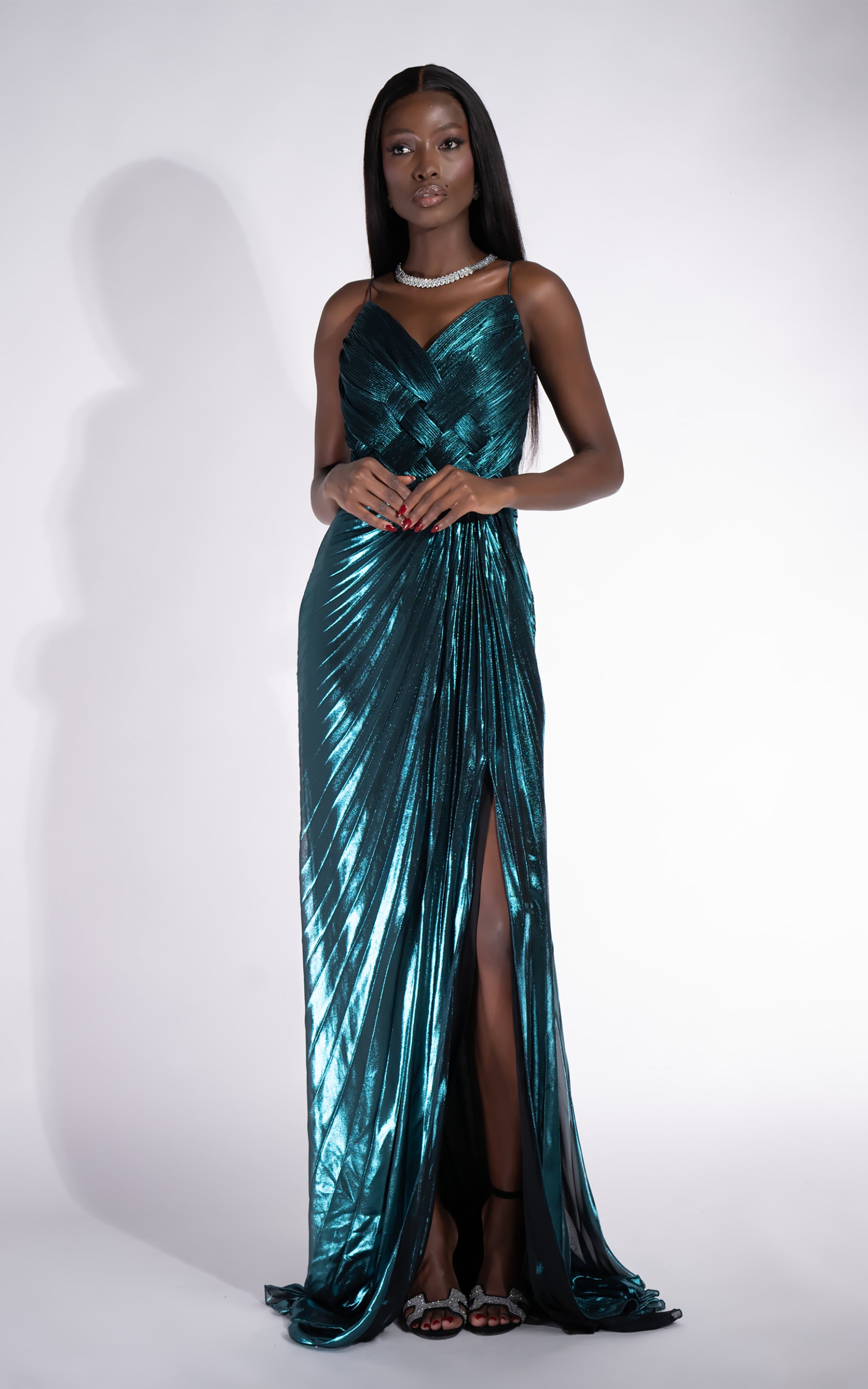 Grön lång klänning för damer Mylanka Bogas