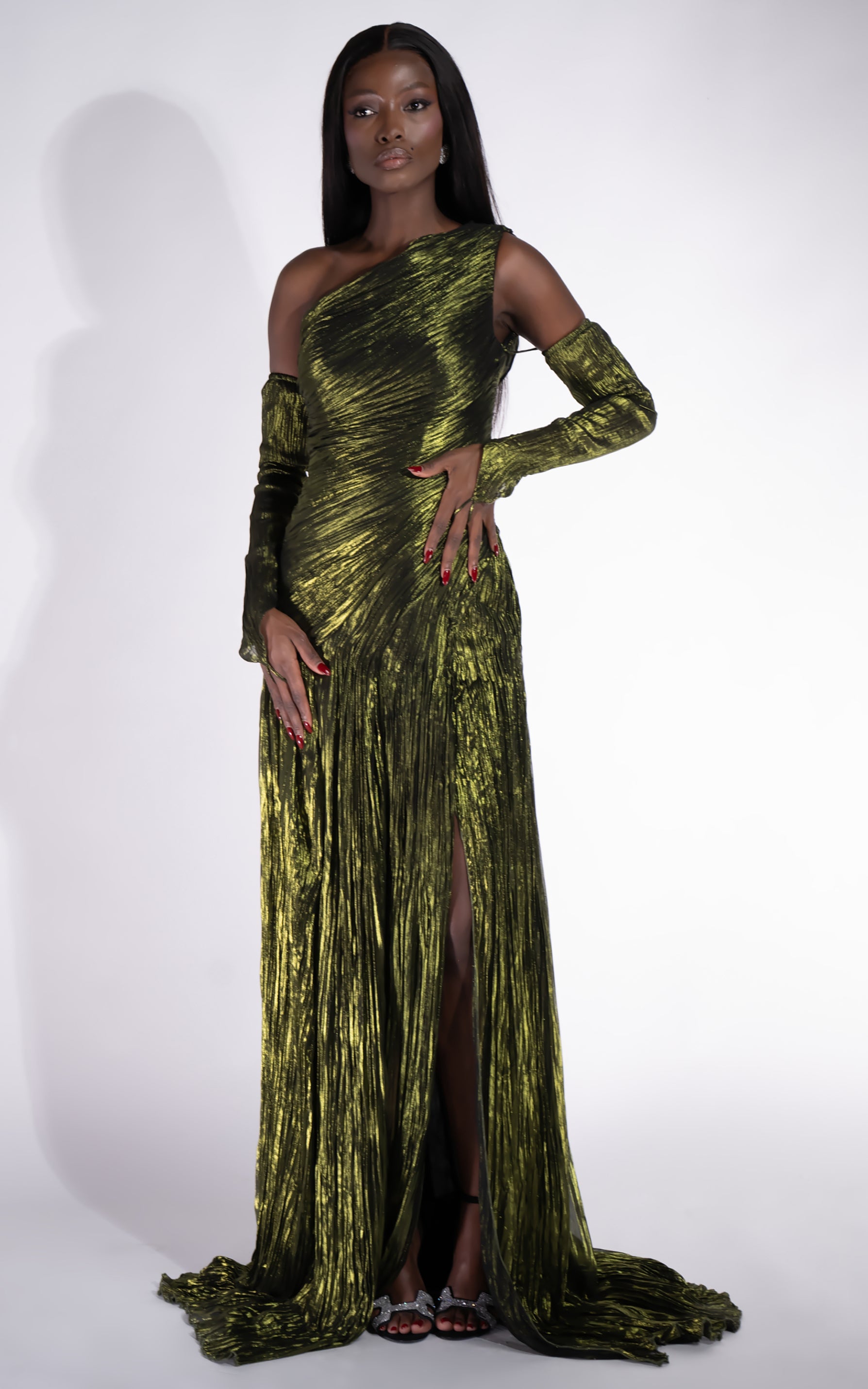 Long Green Penye Bogas Dress for Women