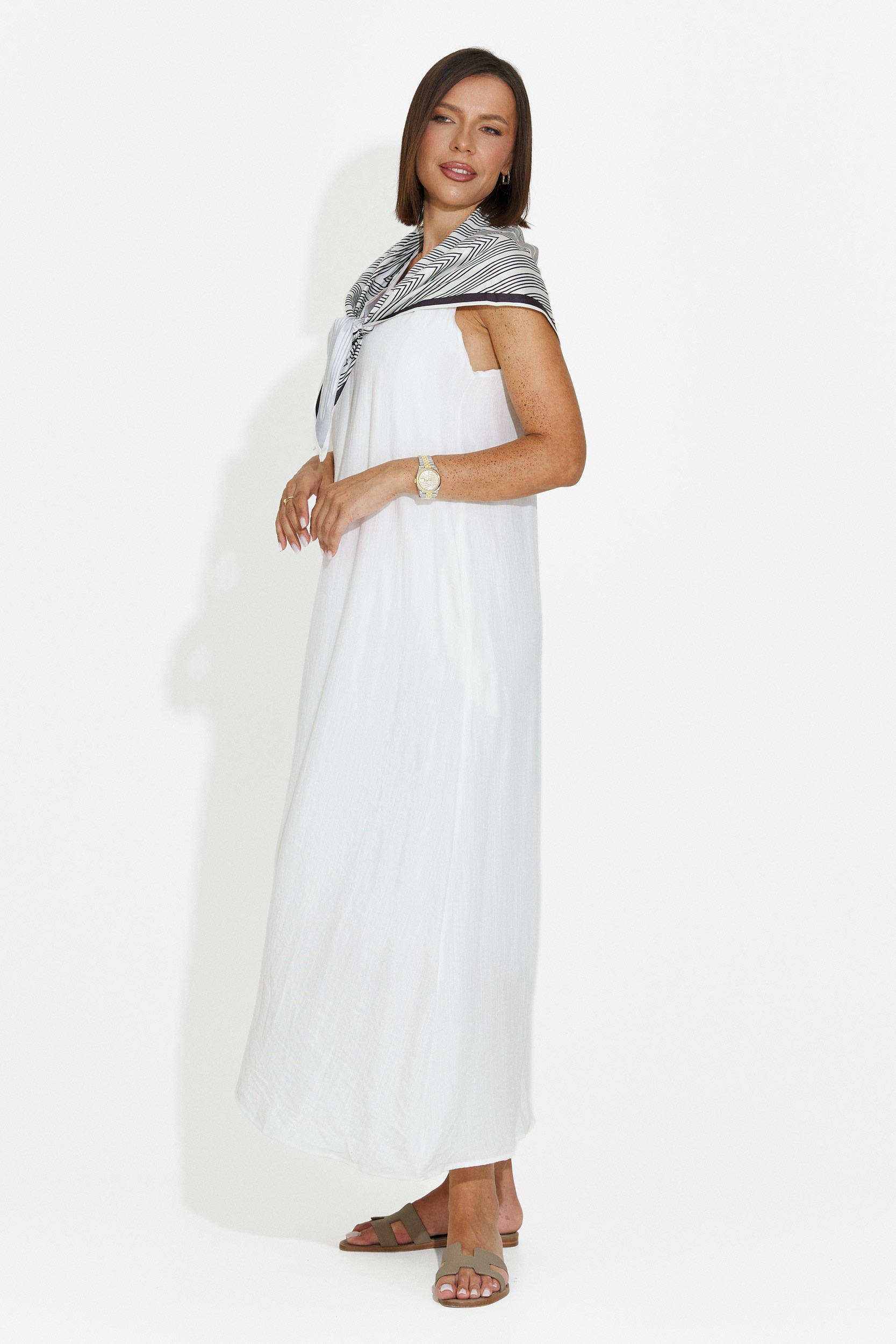 Women's midi white dress Alievia Bogas