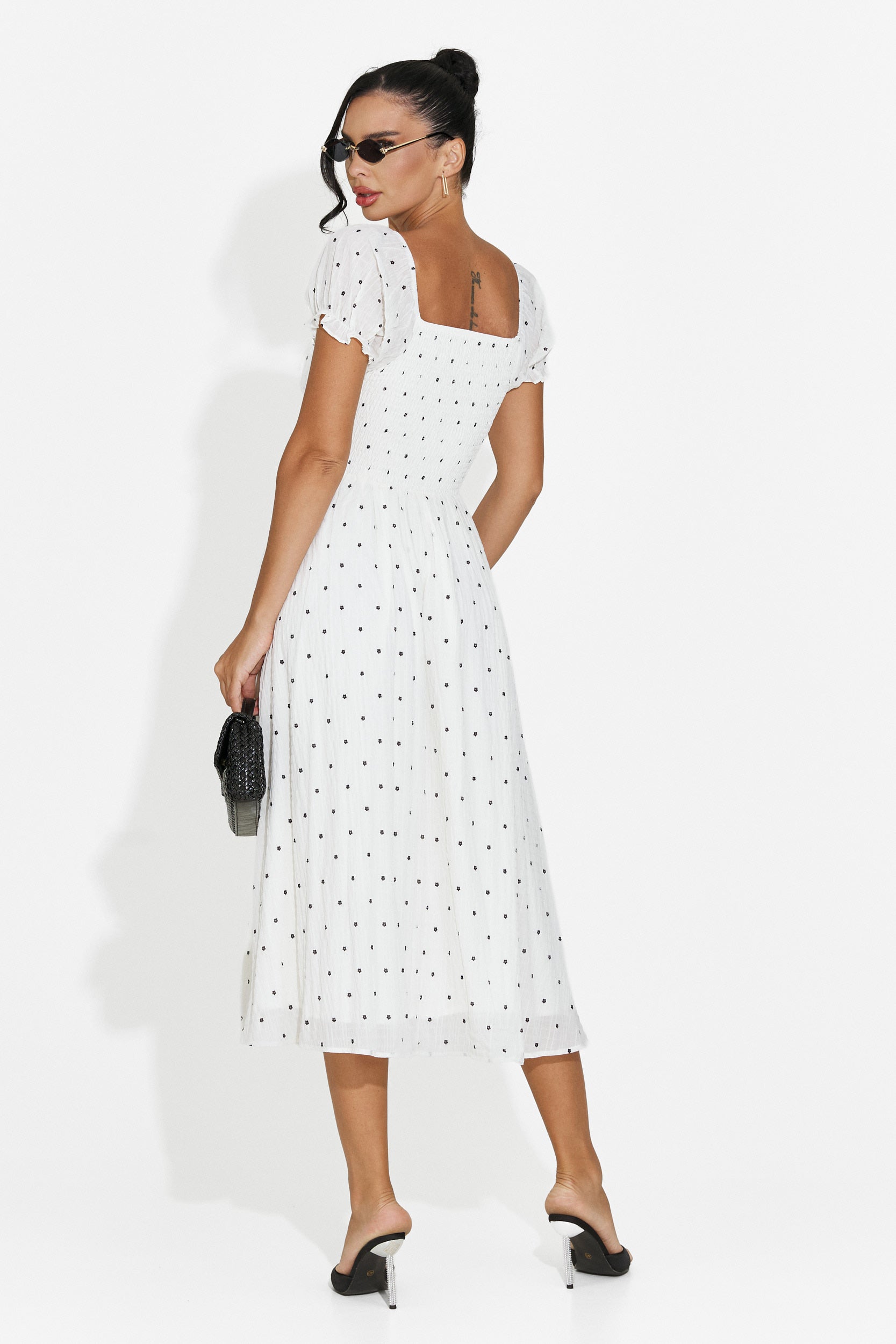 Midi white women's dress Elvilia Bogas
