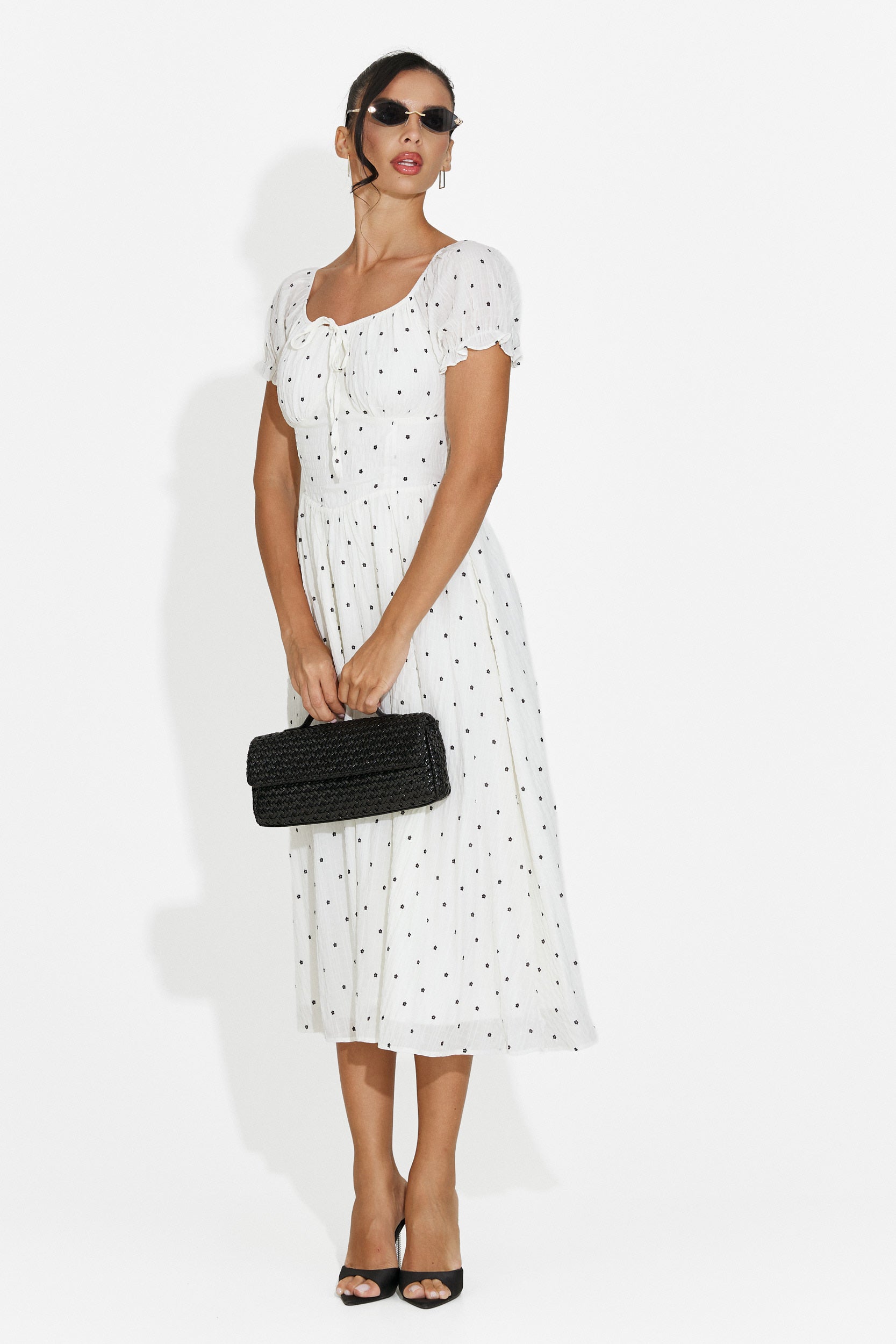 Midi white women's dress Elvilia Bogas