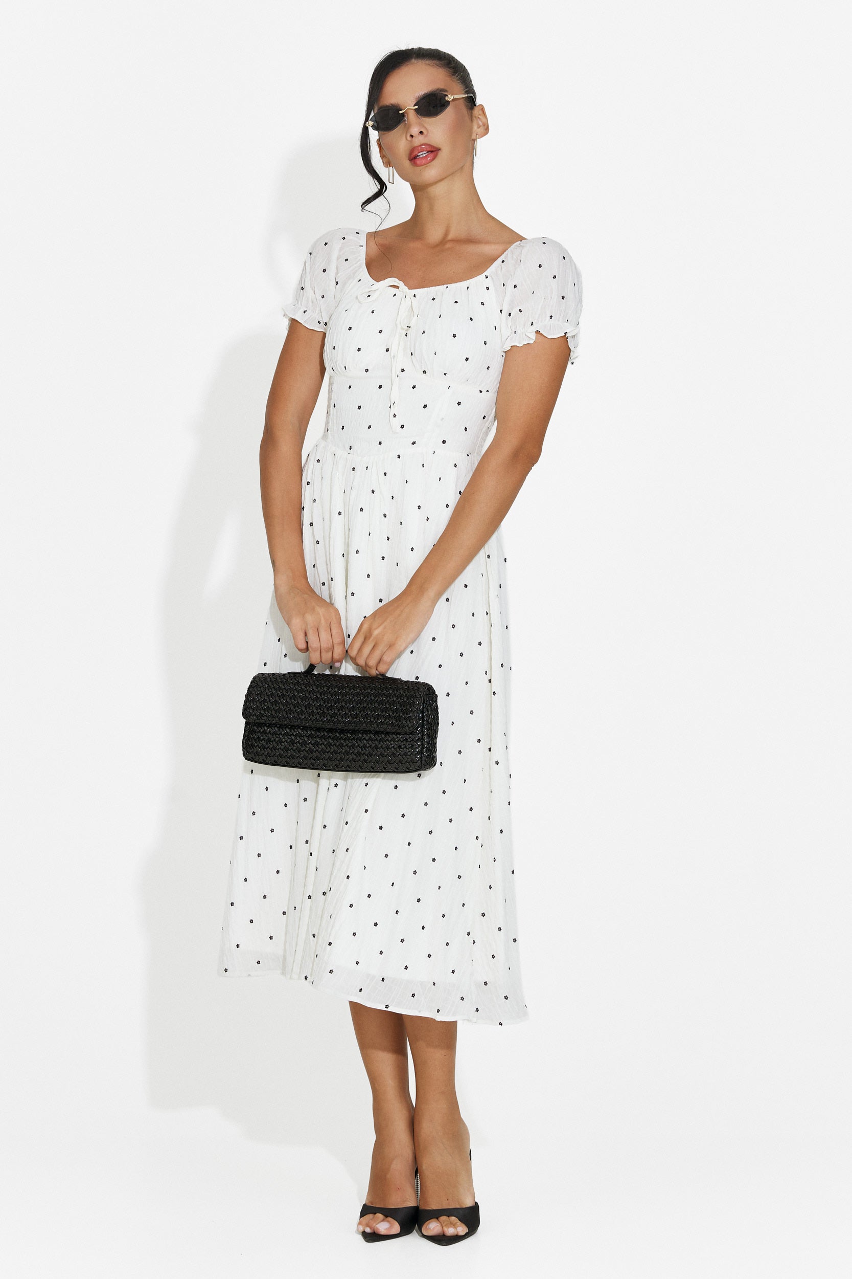 Midi white women's dress Elvilia Bogas