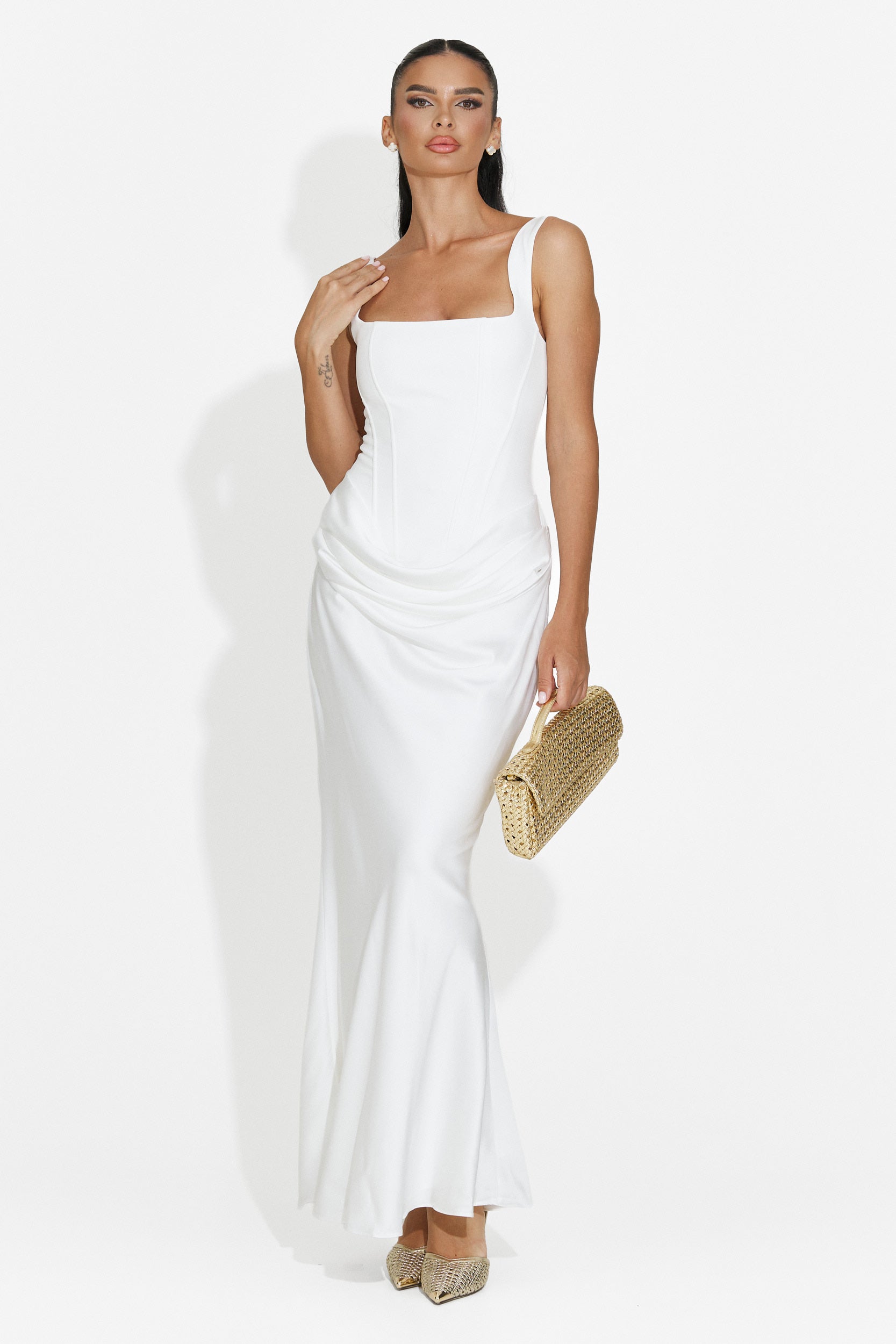 Women's midi white dress Kaviala Bogas