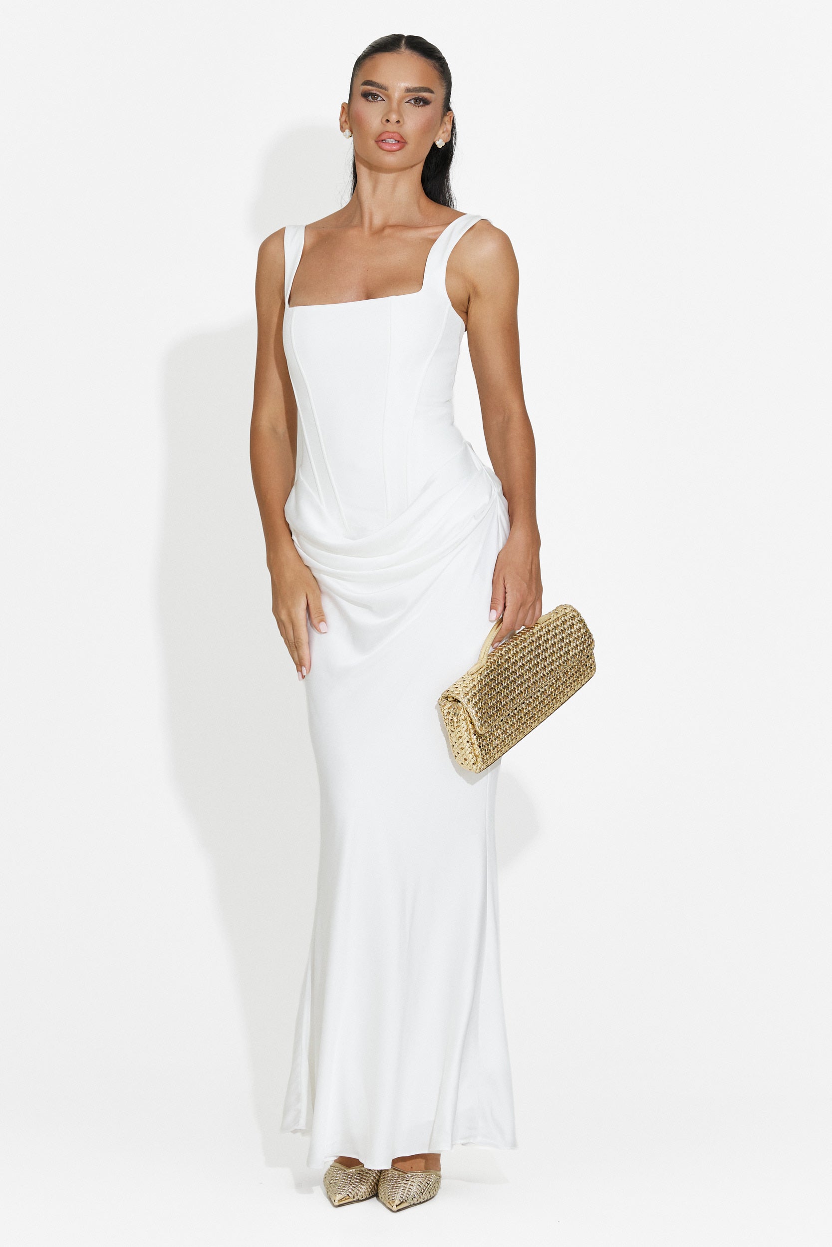 Women's midi white dress Kaviala Bogas