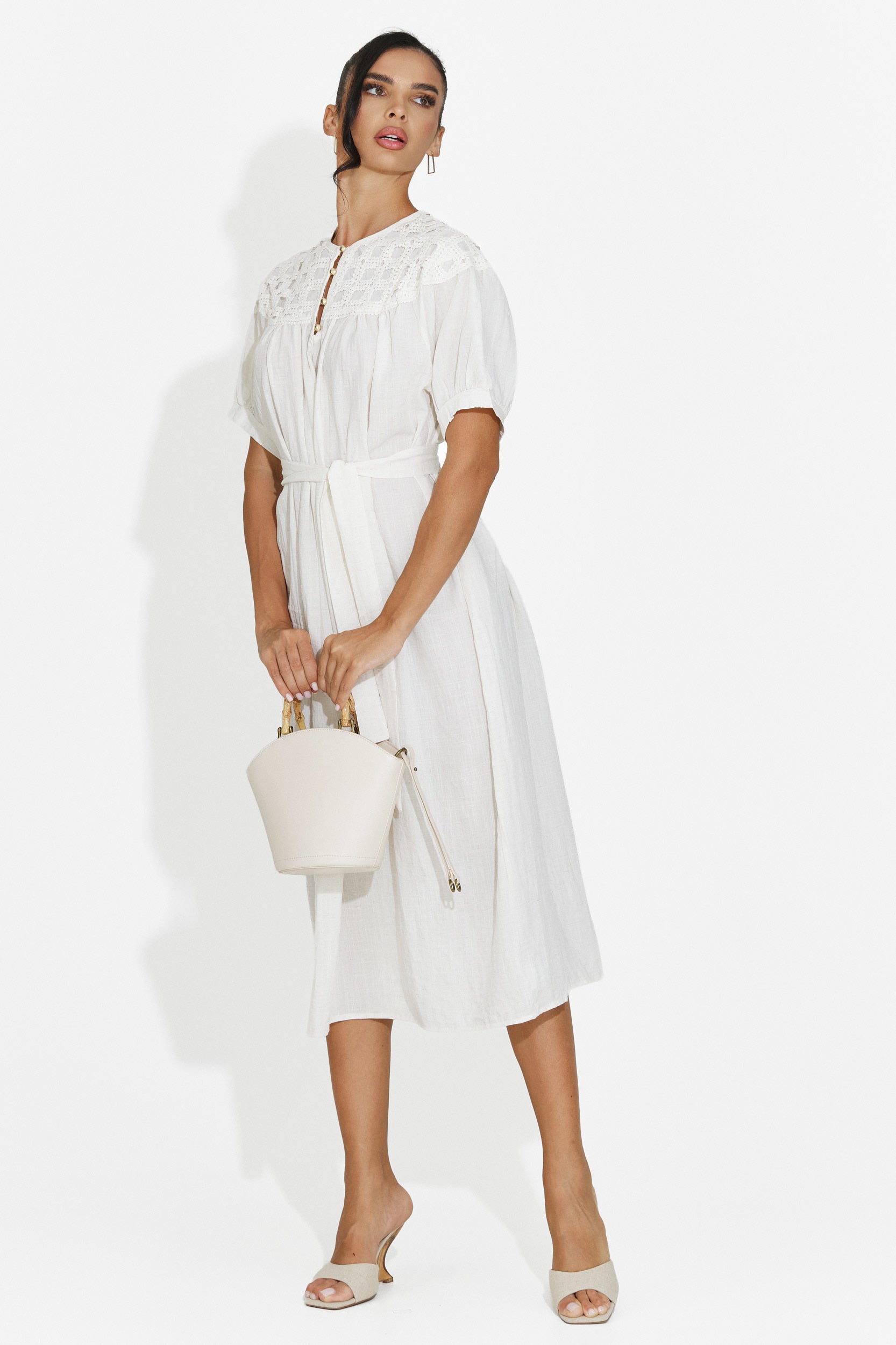 Vestido midi de mujer blanco Olema Bogas