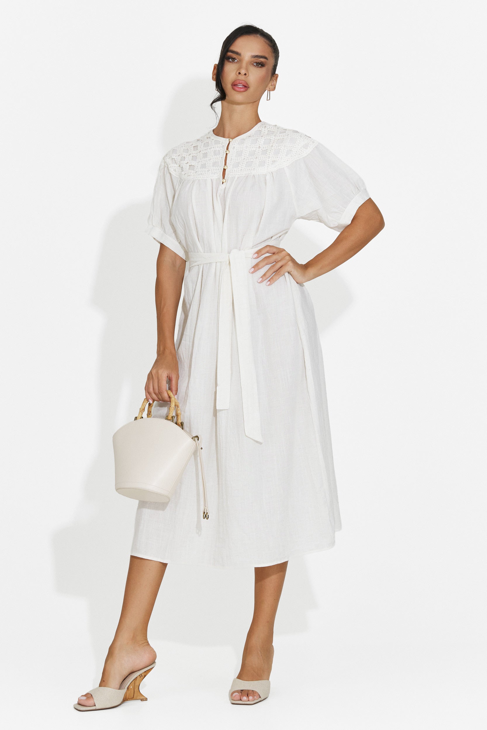 Vestido midi de mujer blanco Olema Bogas
