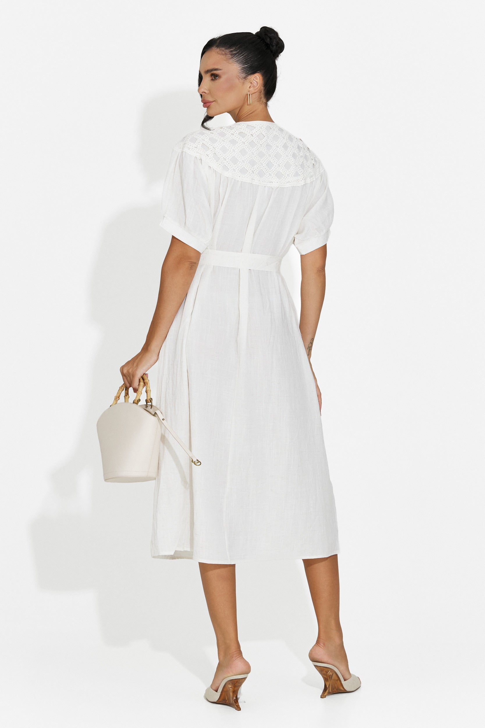 Vestido midi de mujer blanco Olema Bogas