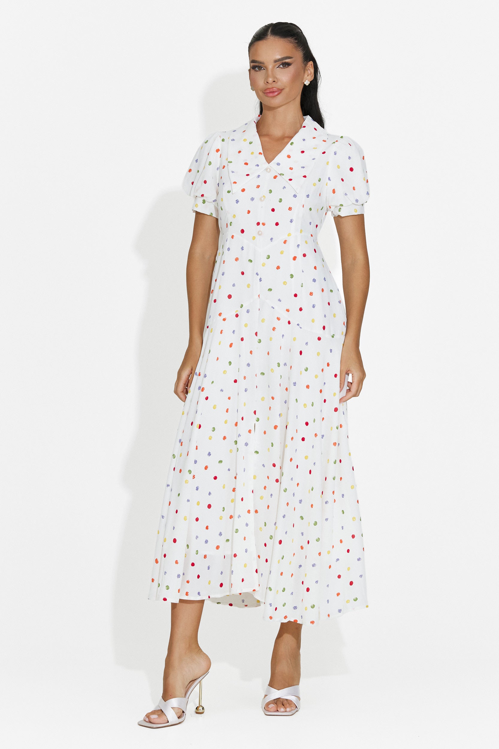Women's midi white dress Oliania Bogas