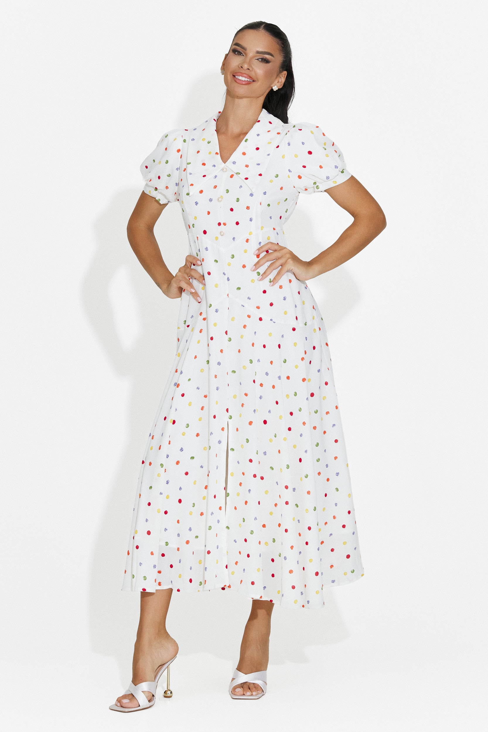 Women's midi white dress Oliania Bogas