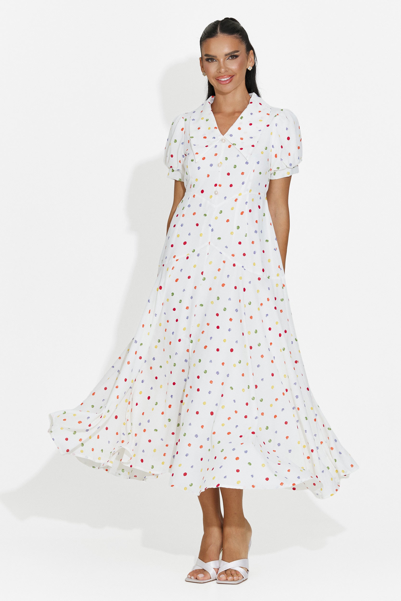 Women's midi white dress Oliania Bogas