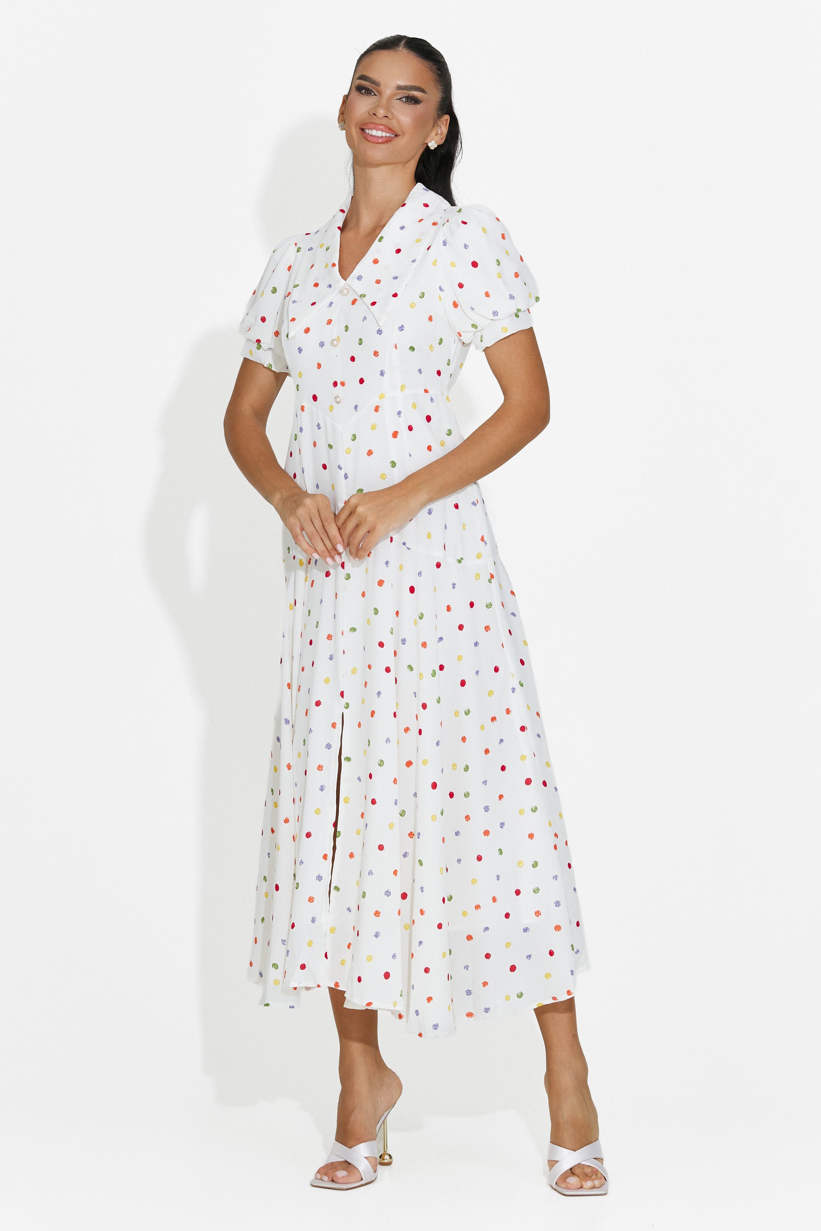 Women's midi white dress Oliania Bogas