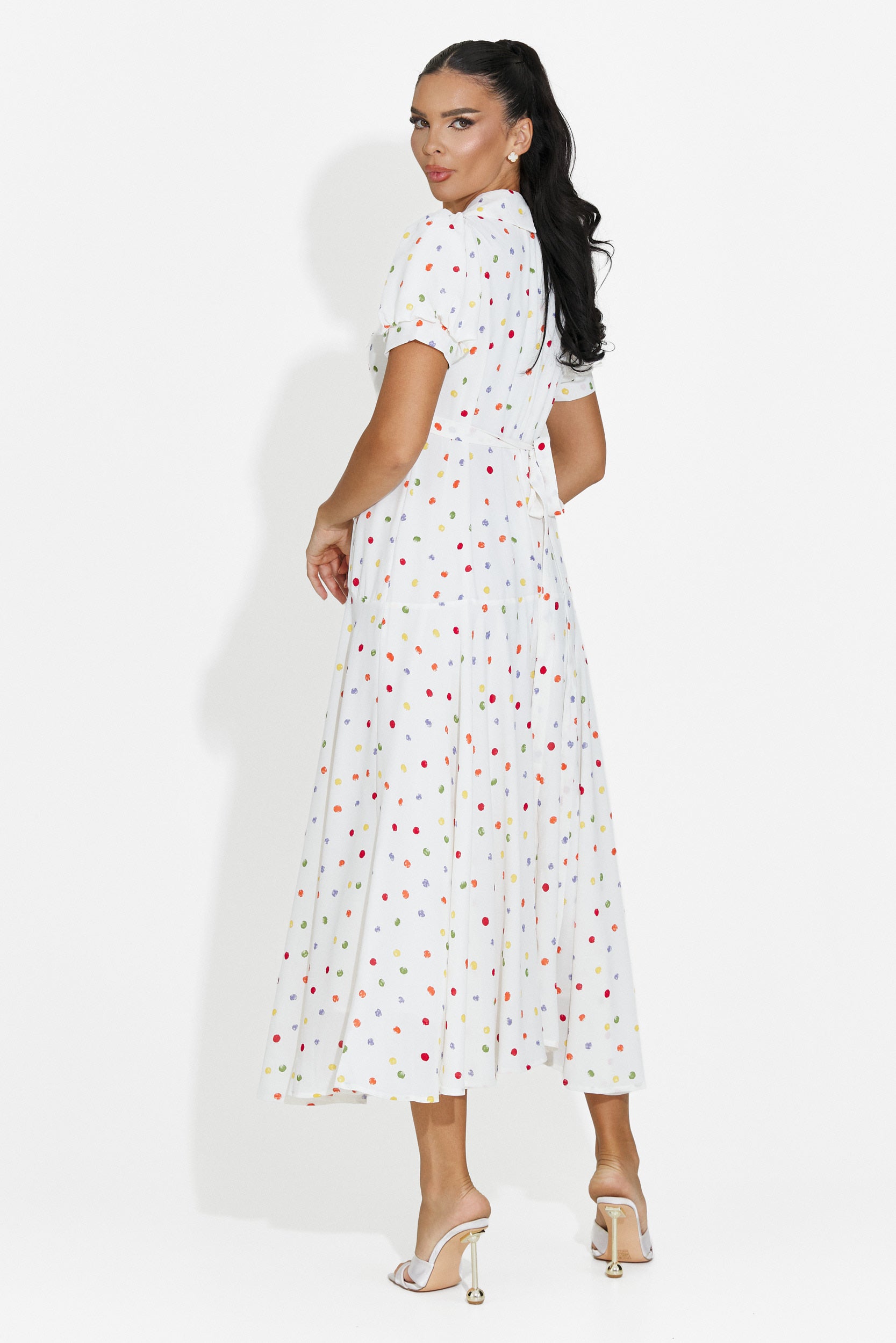 Women's midi white dress Oliania Bogas