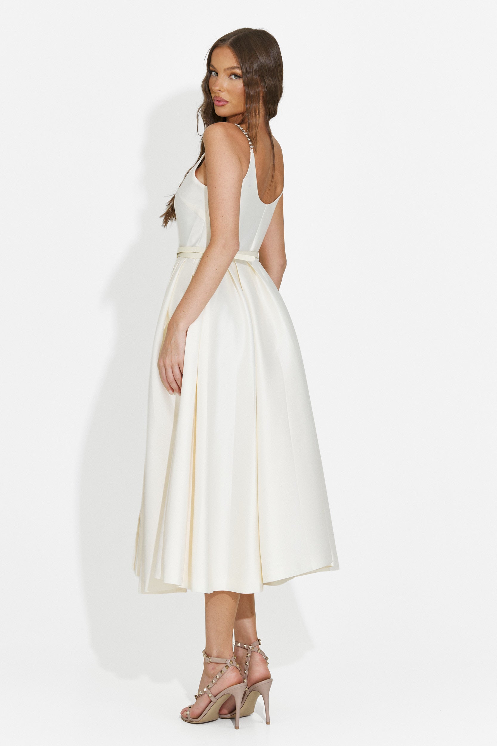 Women's midi beige dress Florinela Bogas