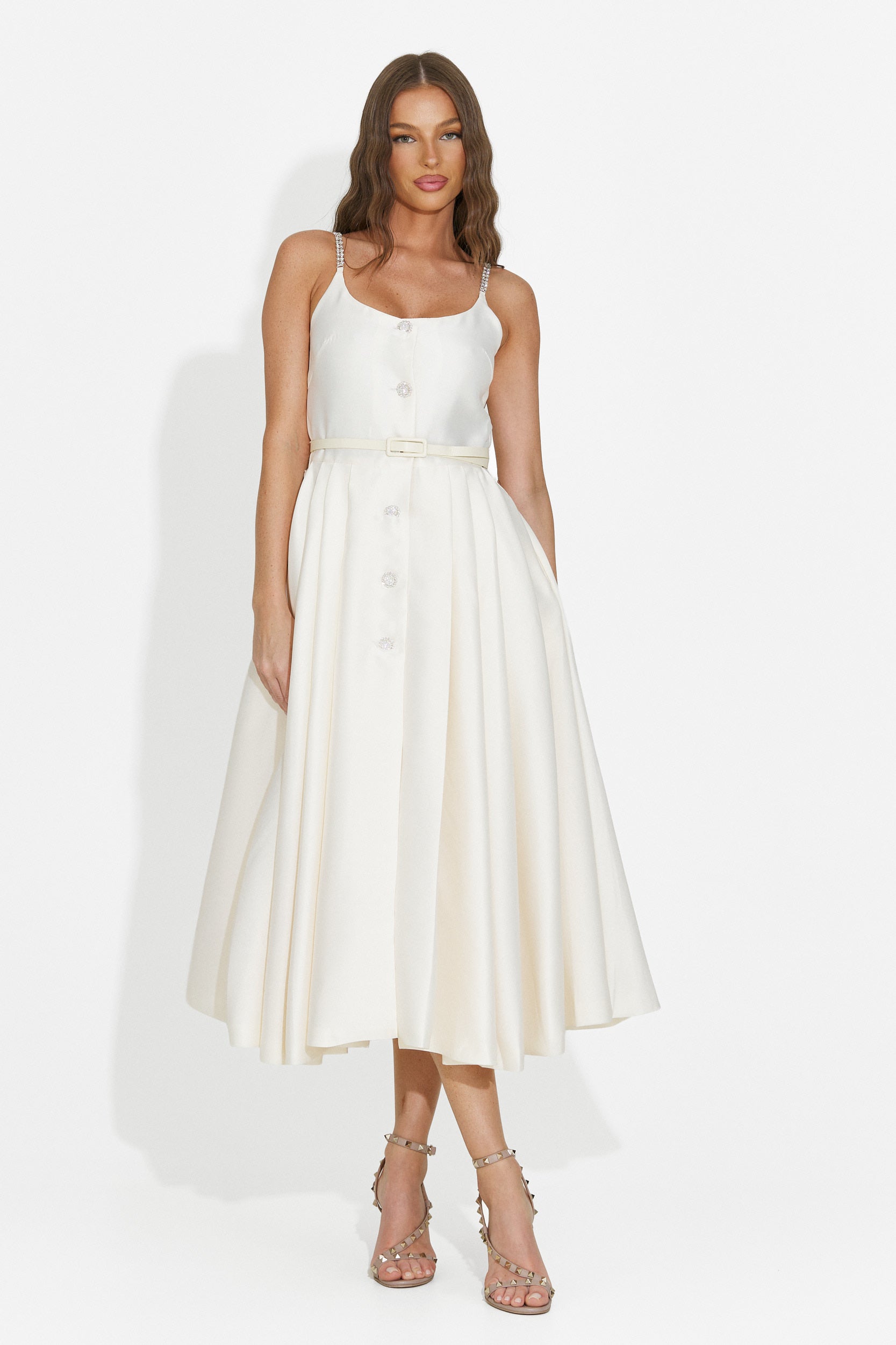 Women's midi beige dress Florinela Bogas