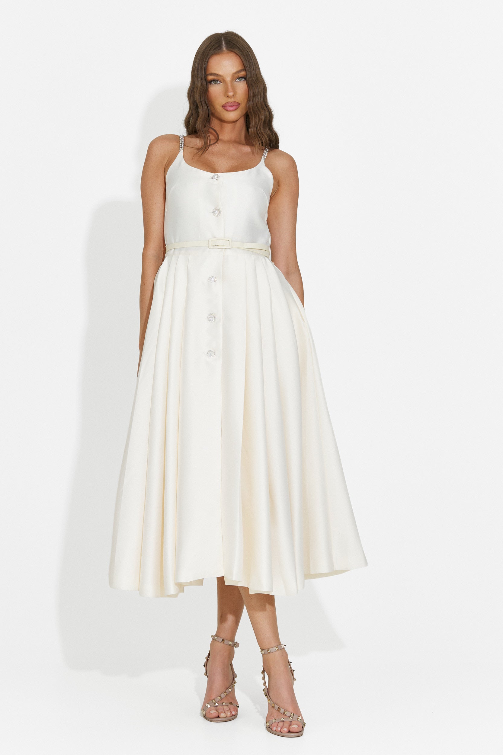 Women's midi beige dress Florinela Bogas