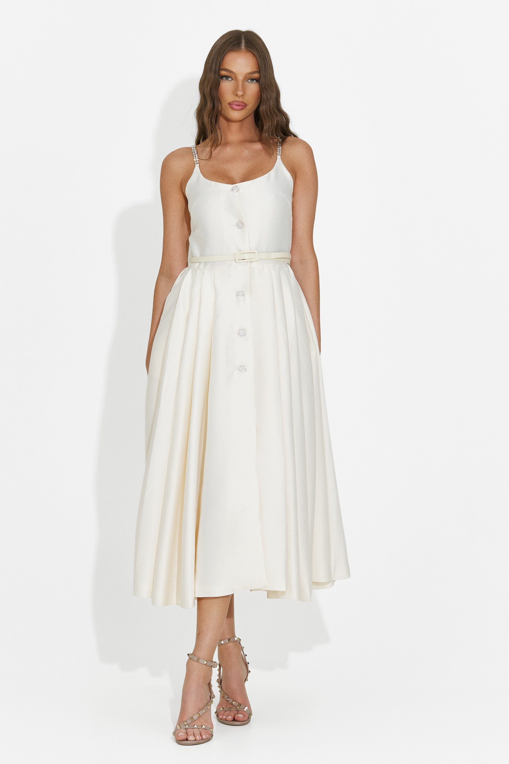 Women's midi beige dress Florinela Bogas