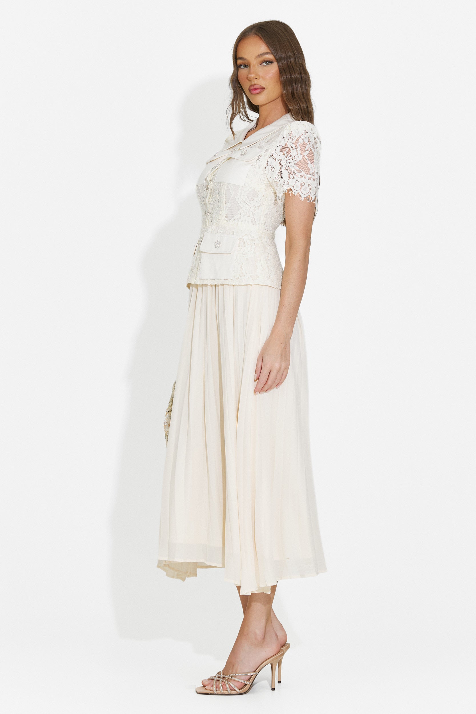 Vestido de mujer midi beige Sicosa Bogas