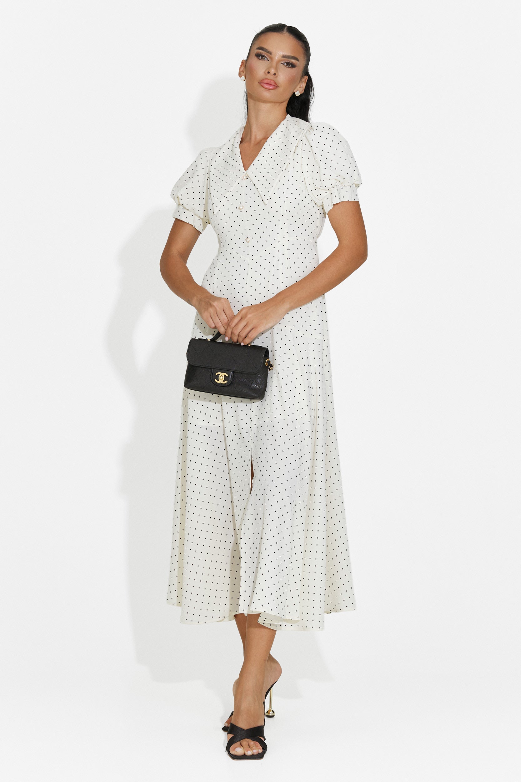 Midi beige women's dress Taisiana Bogas
