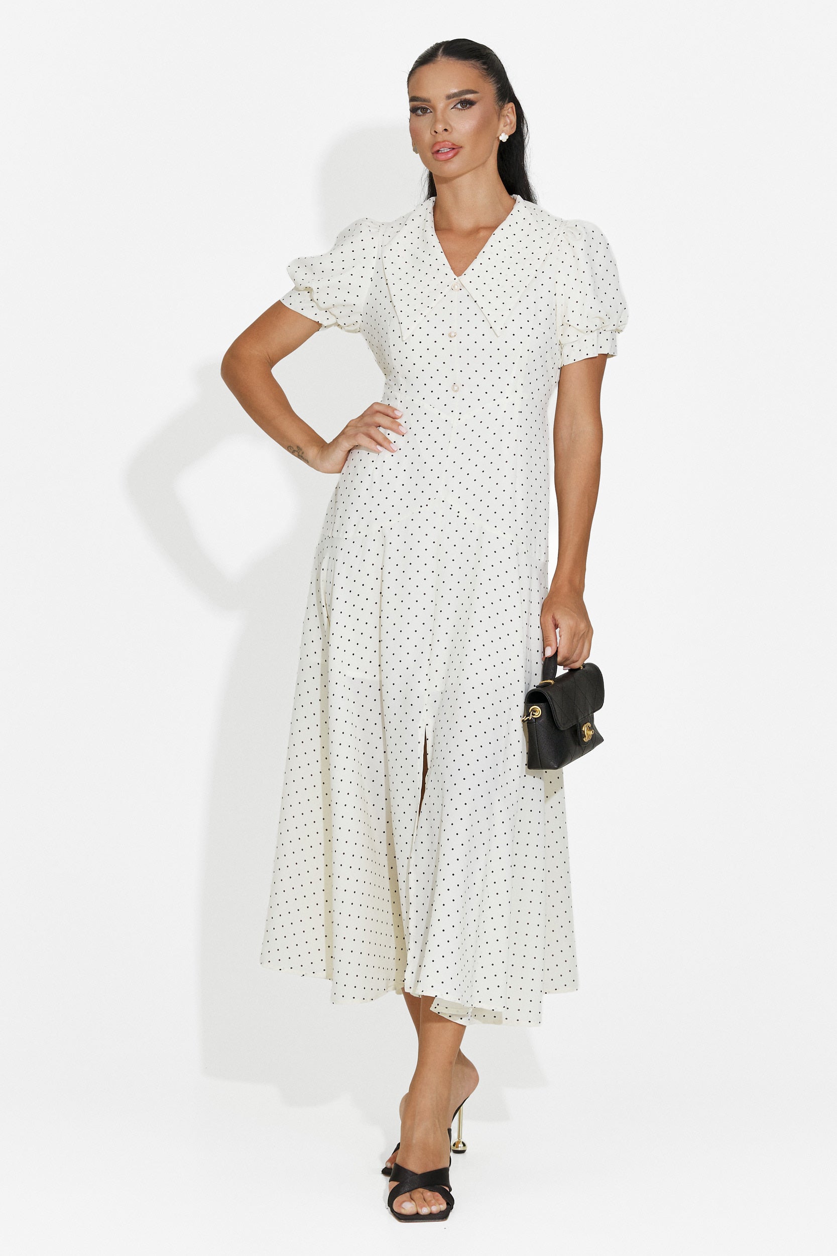 Midi beige women's dress Taisiana Bogas