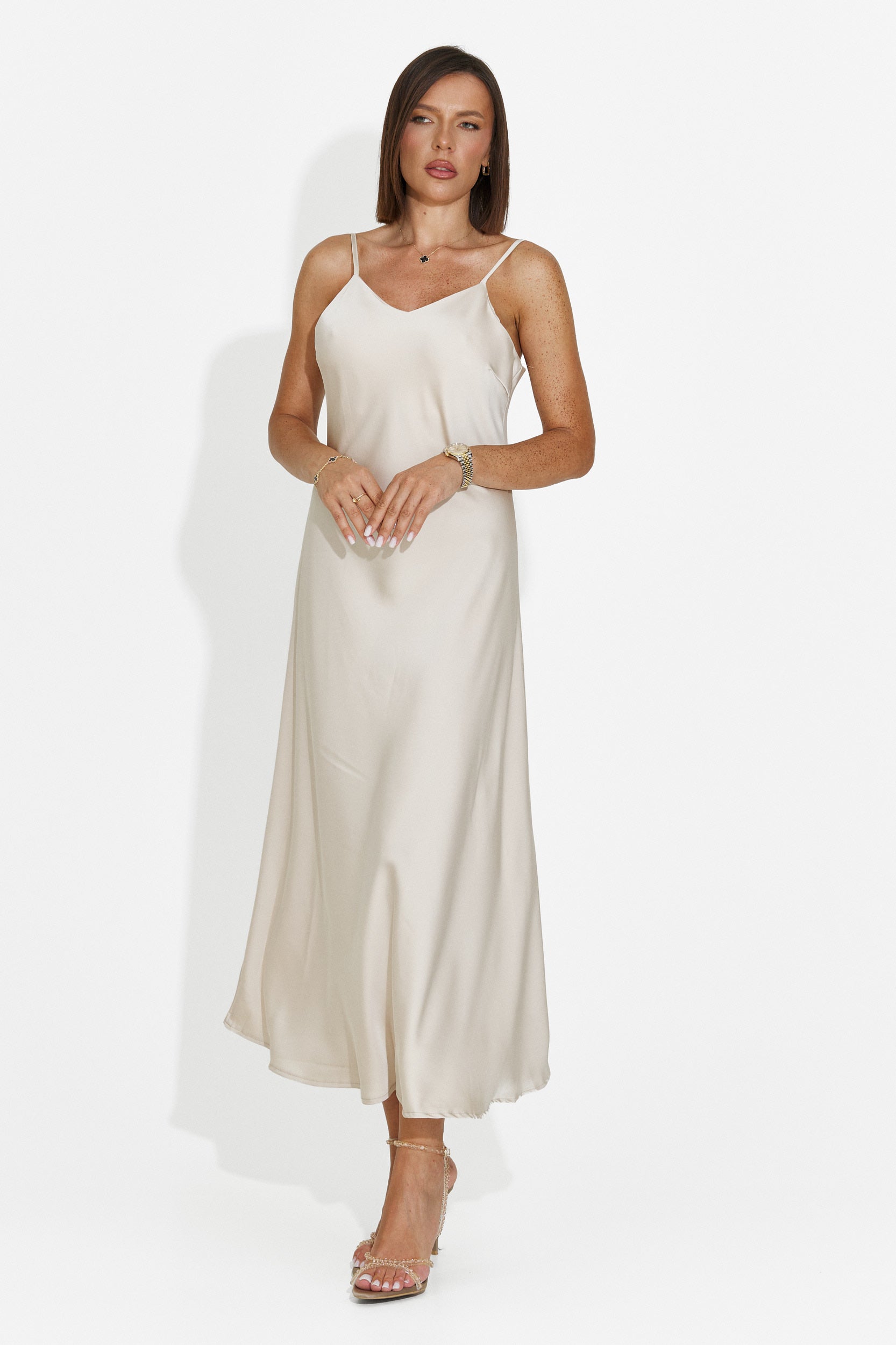 Women's midi beige dress Zimia Bogas