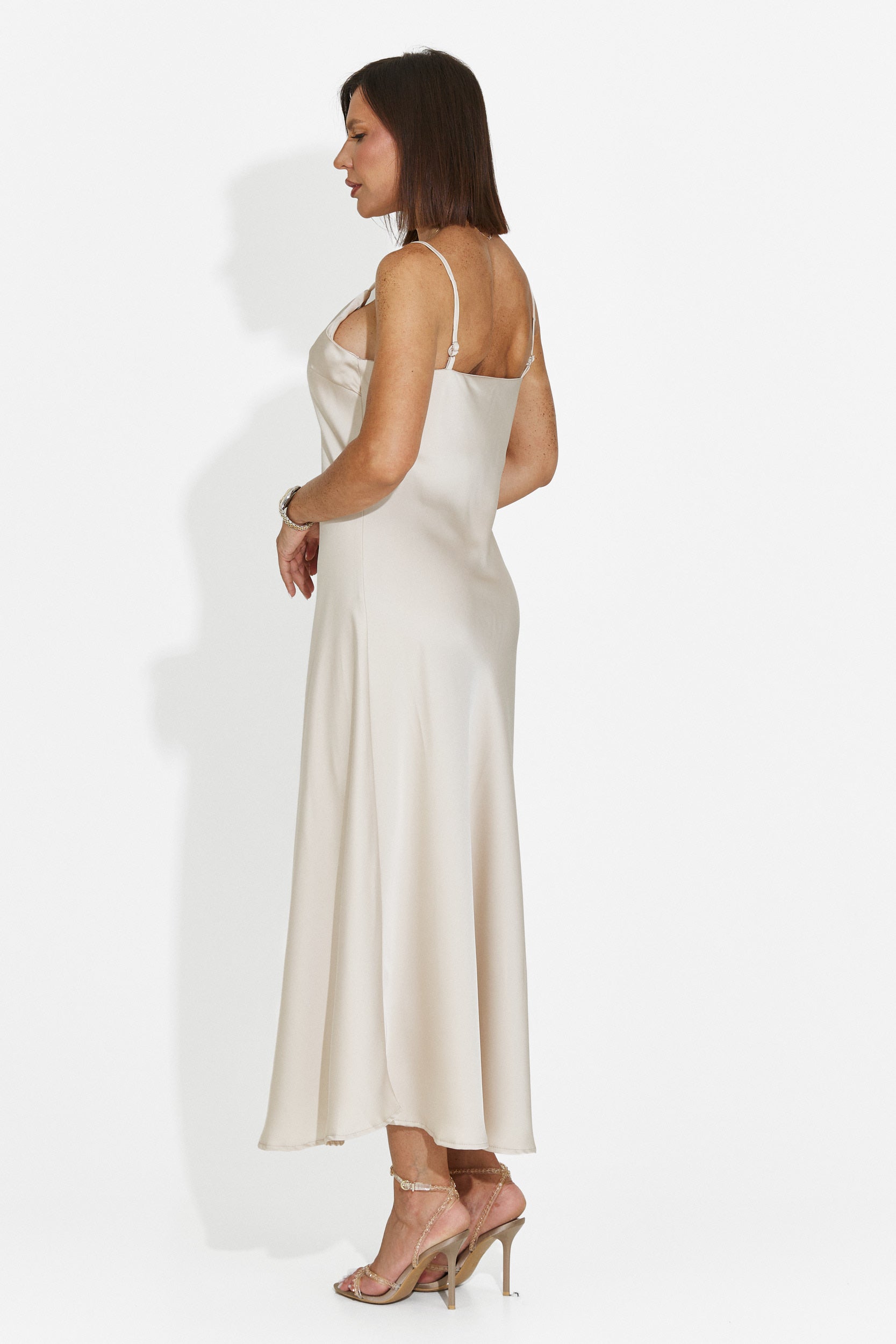 Women's midi beige dress Zimia Bogas
