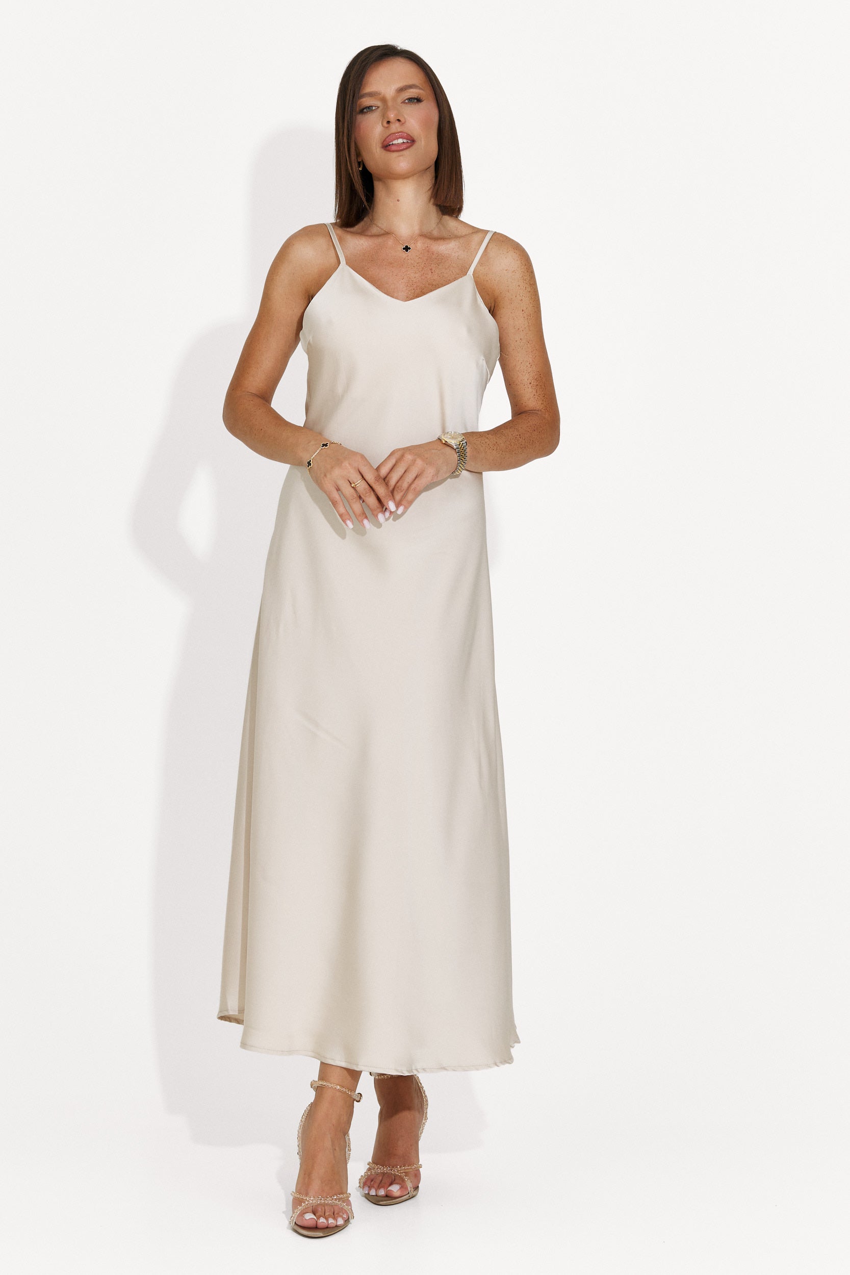 Women's midi beige dress Zimia Bogas