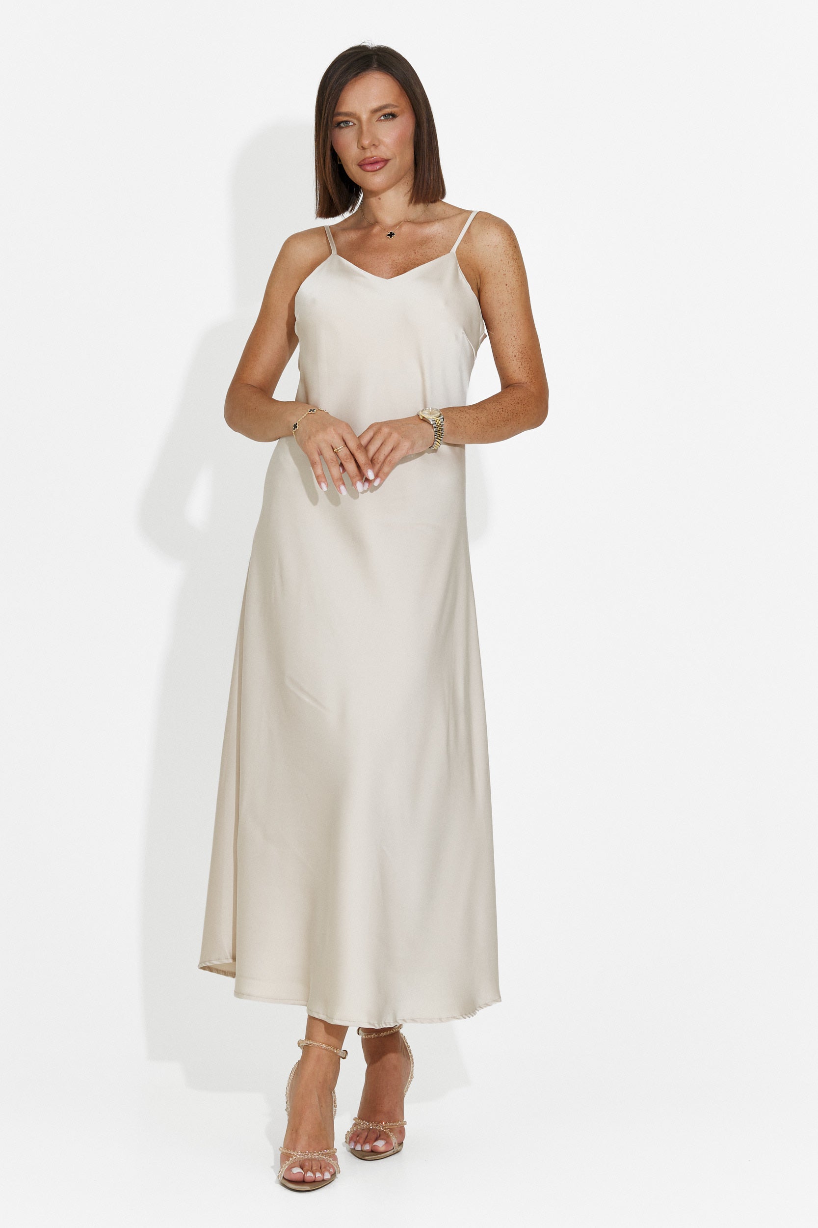 Women's midi beige dress Zimia Bogas