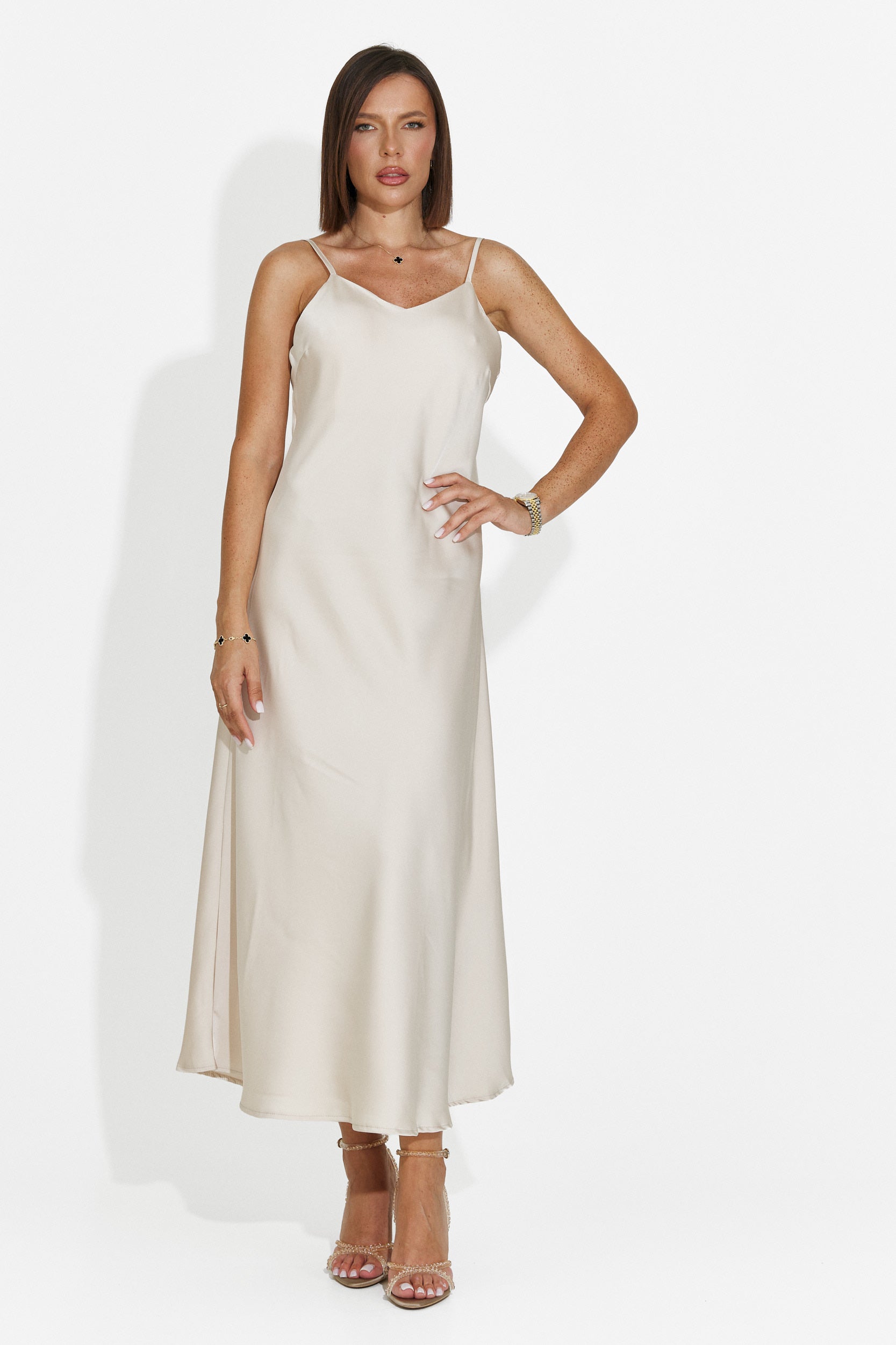 Women's midi beige dress Zimia Bogas