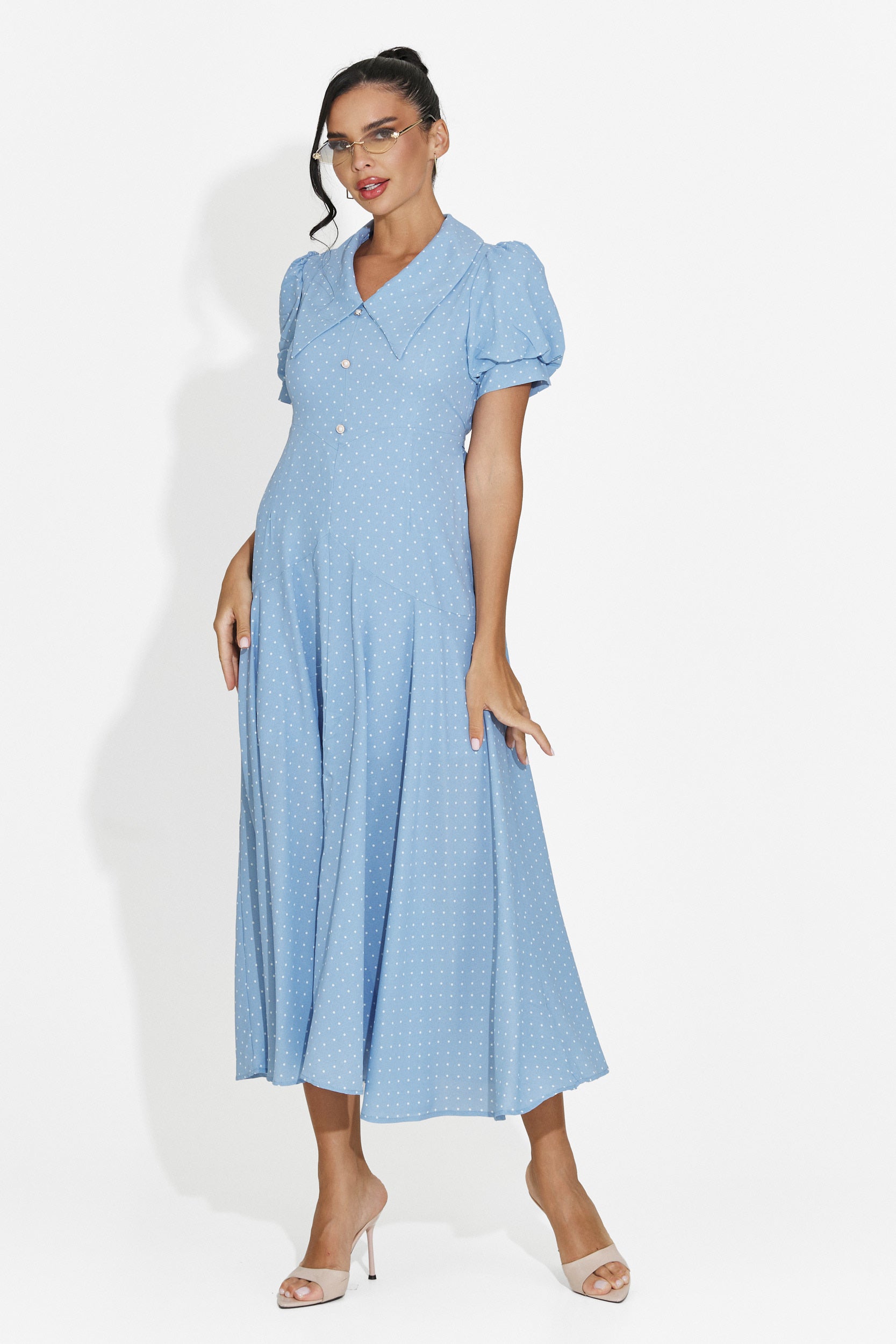 Midi light blue women's dress Taisiana Bogas