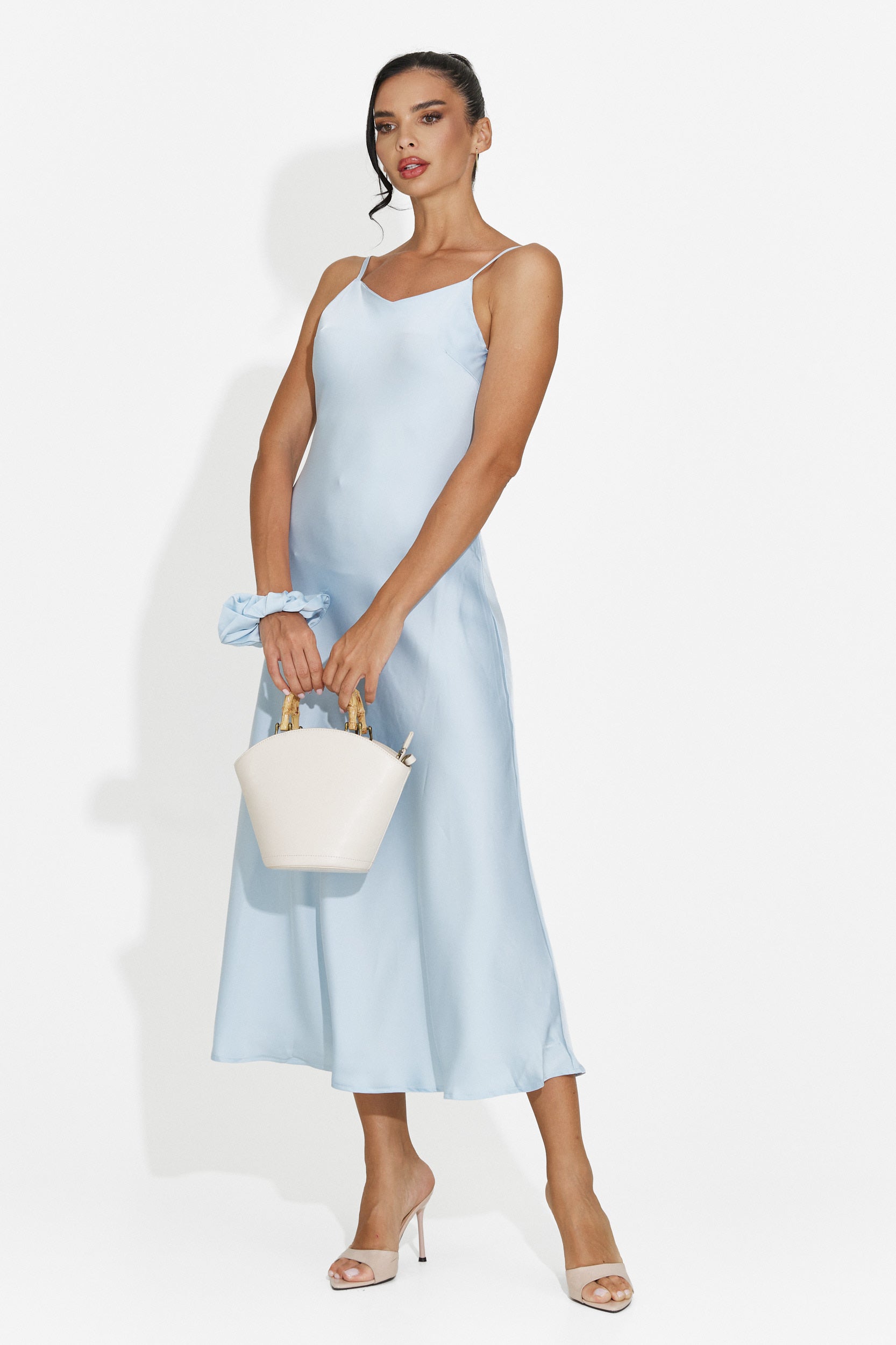 Women's midi light blue dress Zimia Bogas