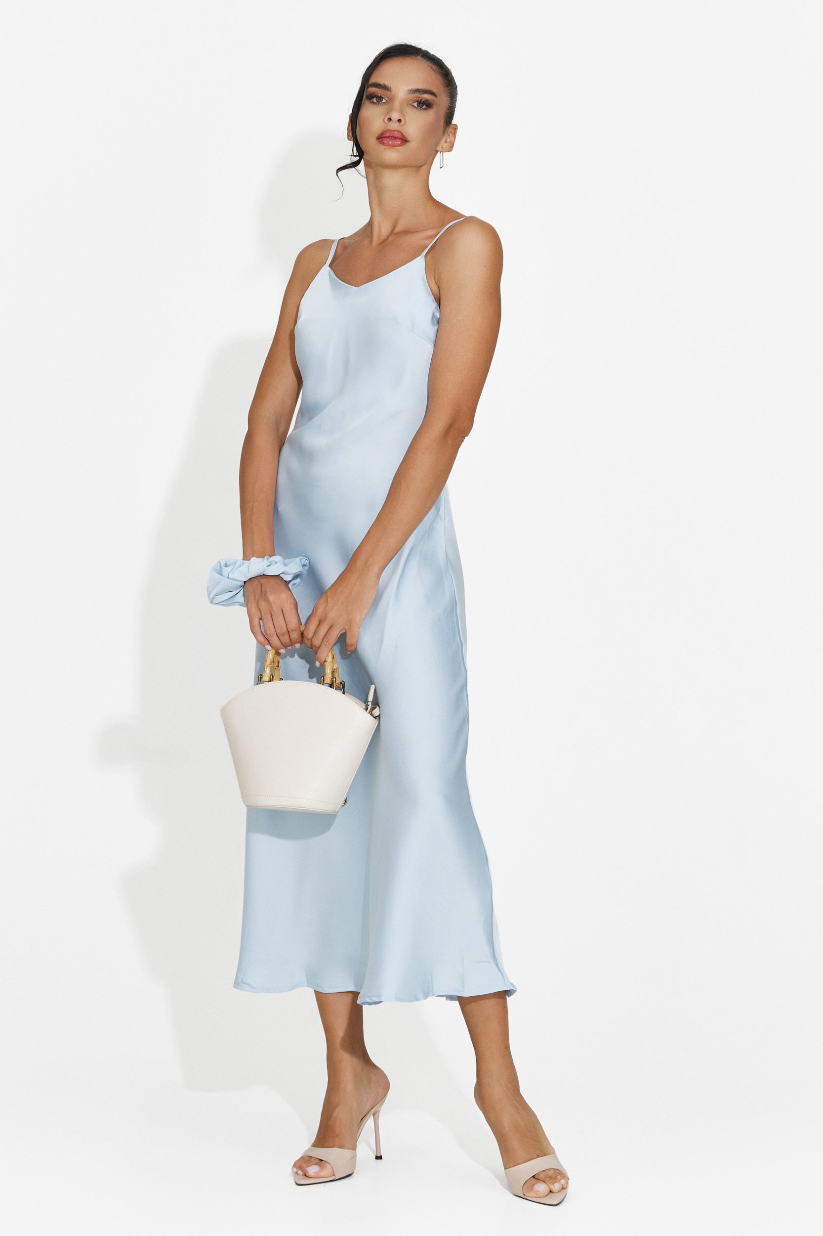 Women's midi light blue dress Zimia Bogas