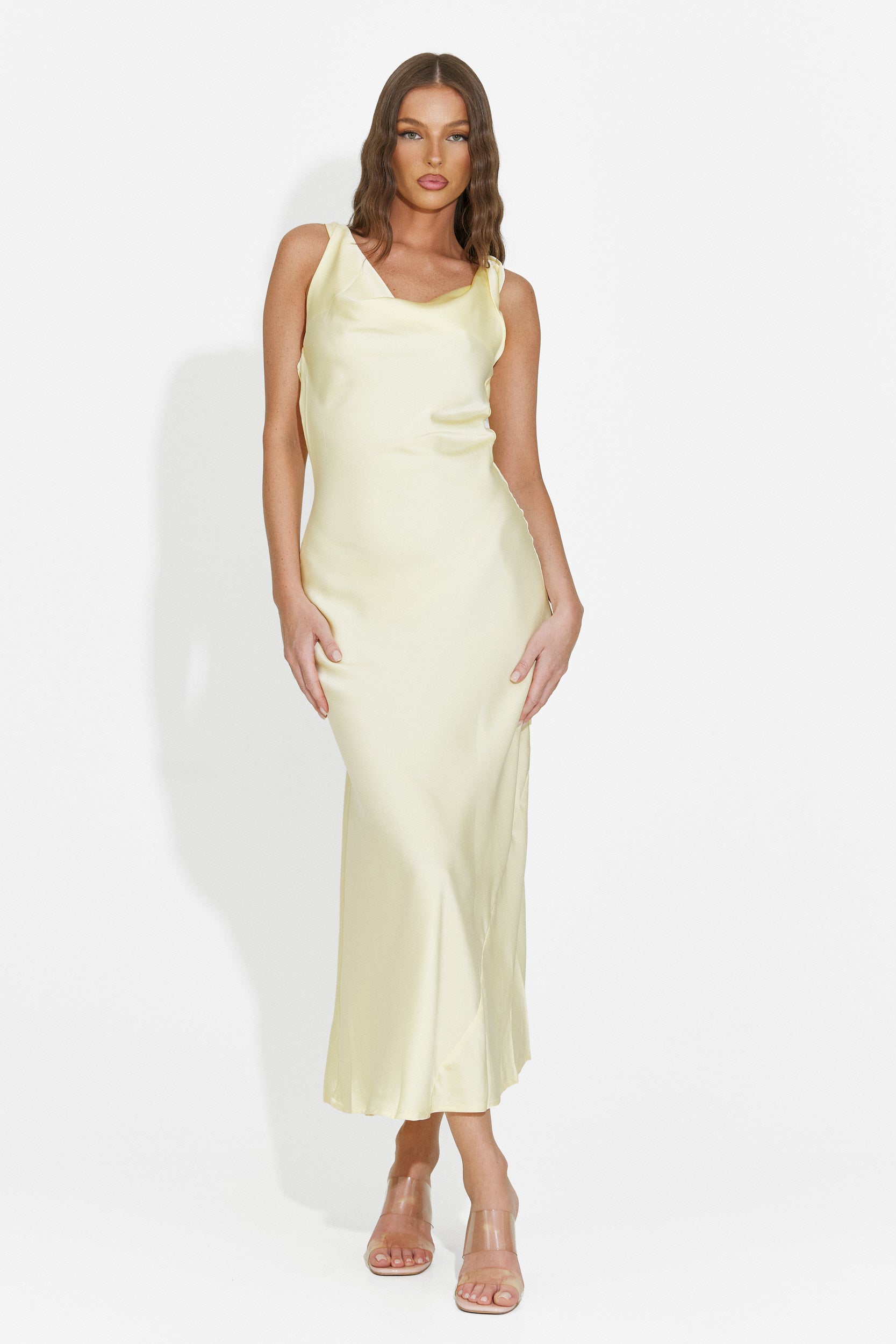 Yellow midi women's dress Aliria Bogas