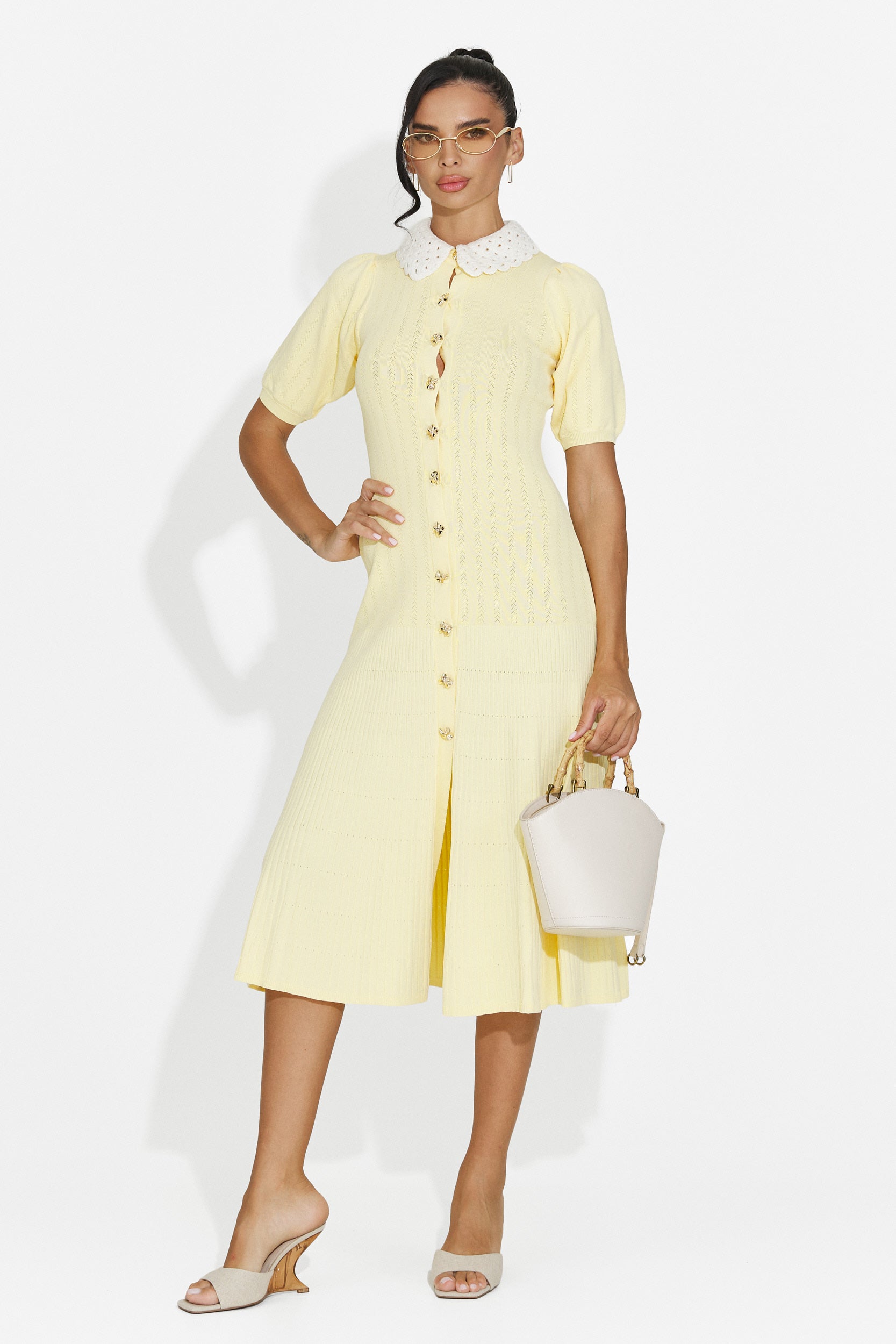 Vestido midi amarillo de mujer Ernesta Bogas
