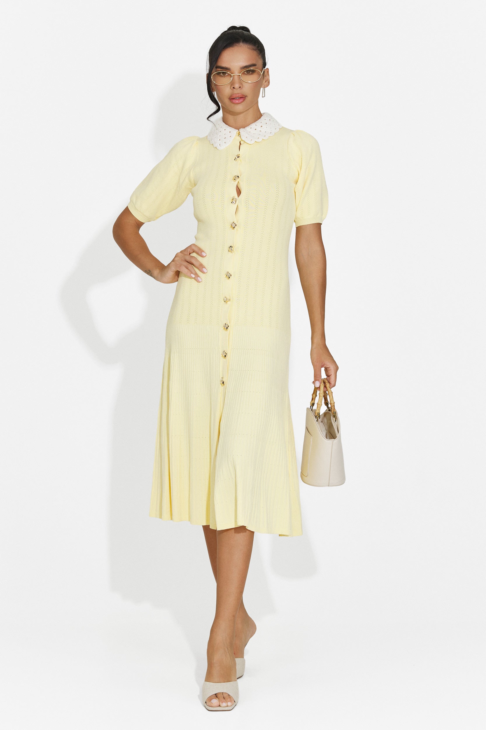 Vestido midi amarillo de mujer Ernesta Bogas