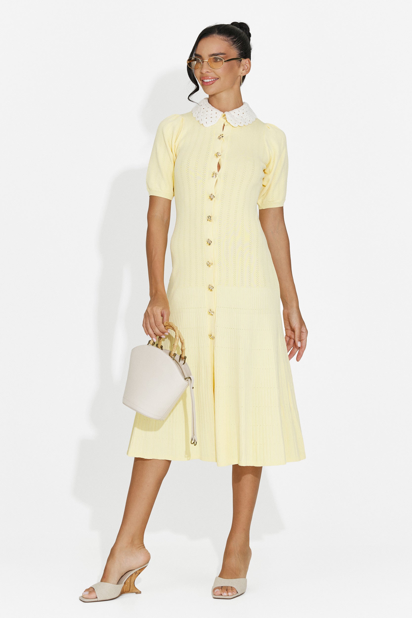 Vestido midi amarillo de mujer Ernesta Bogas