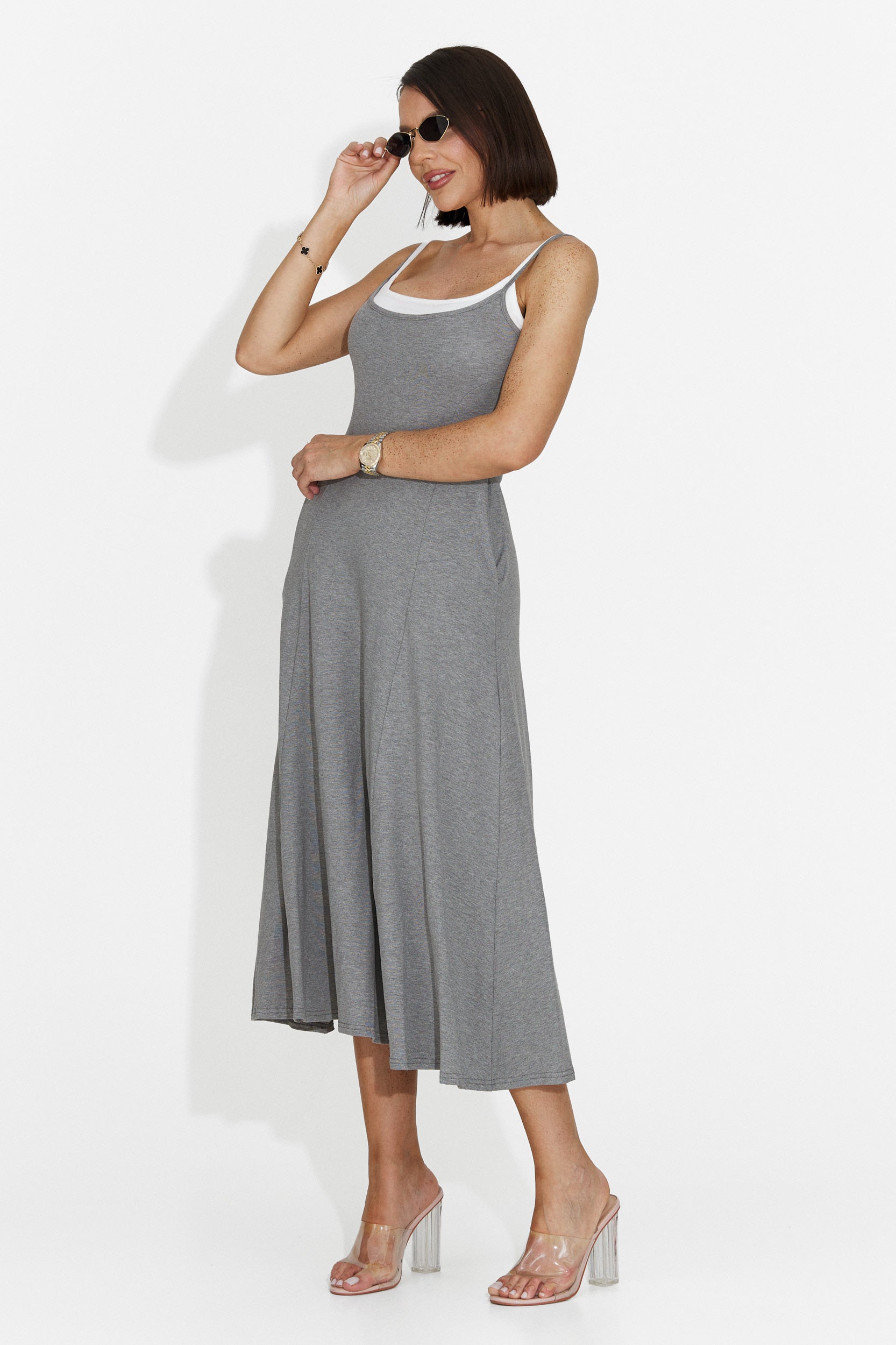 Robe Midi Grise Anuria Bogas pour Femmes