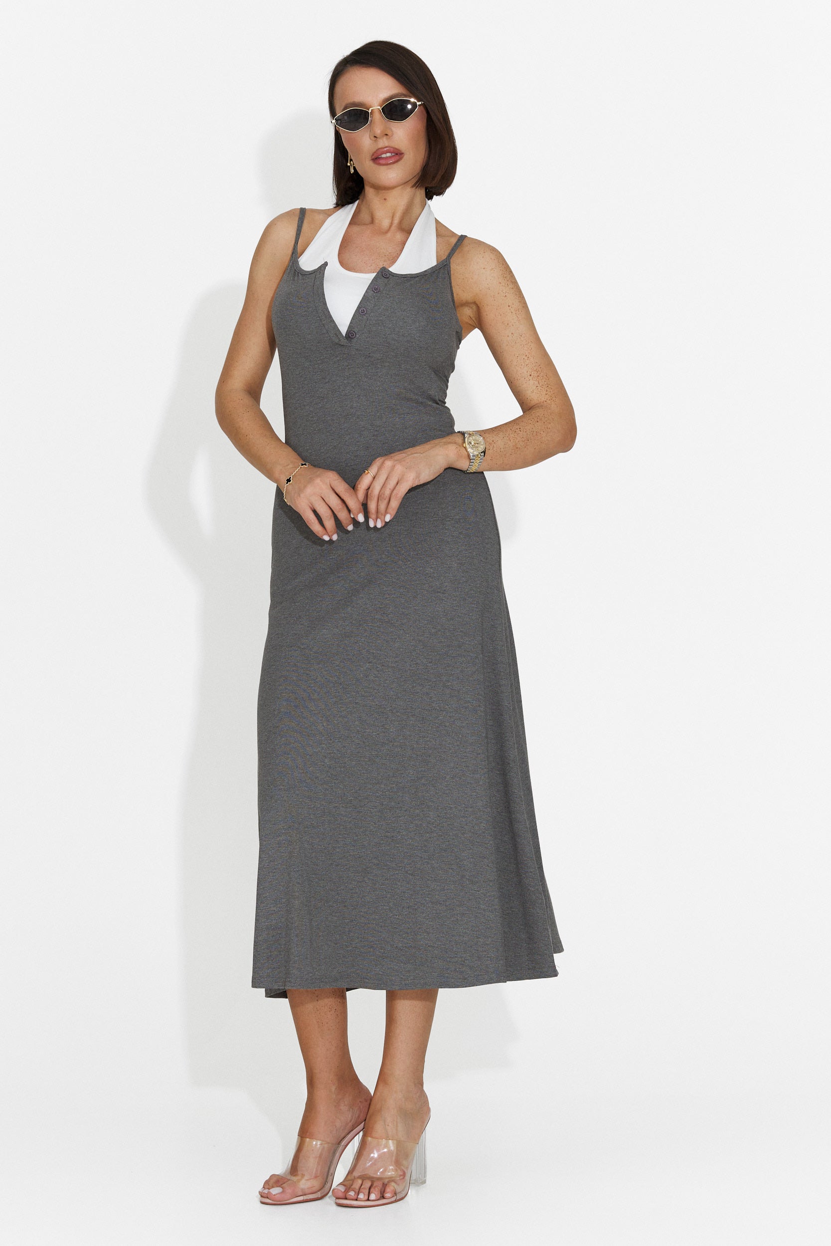 Vestido Midi Gris de Arasela Bogas para Mujeres